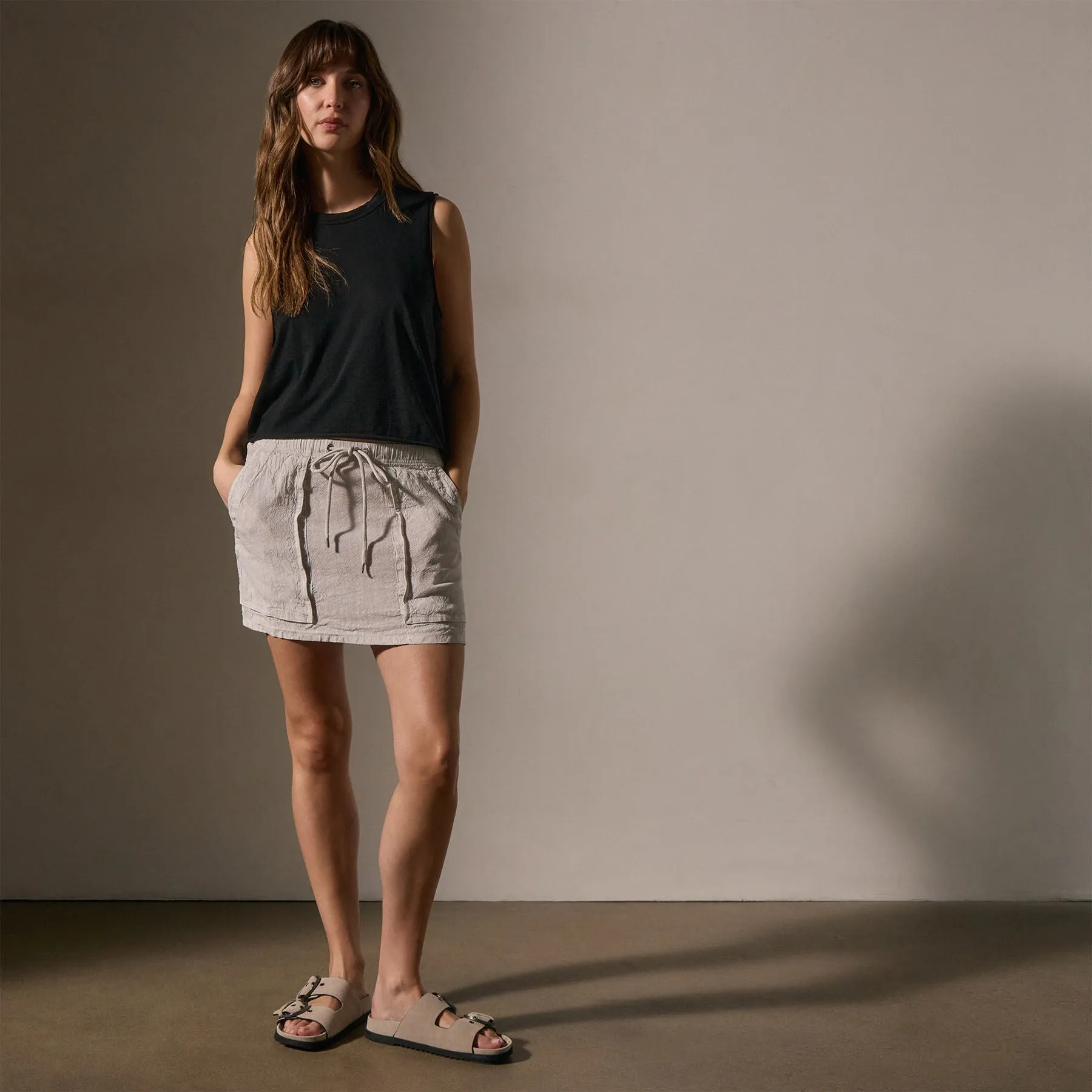 Linen Blend Utility Skirt - Nimbus Pigment sold by James Perse product image thumbnail 3
