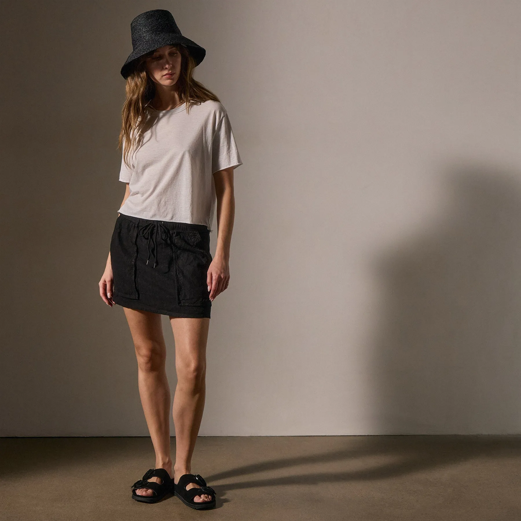 Linen Blend Utility Skirt - Black sold by James Perse