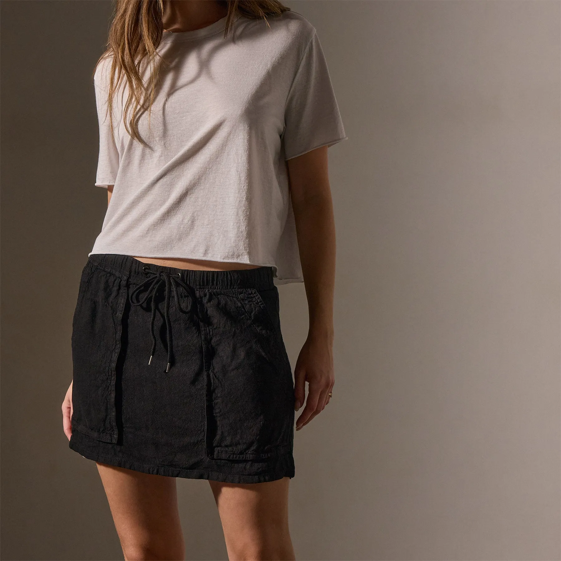 Linen Blend Utility Skirt - Black sold by James Perse product image thumbnail 2