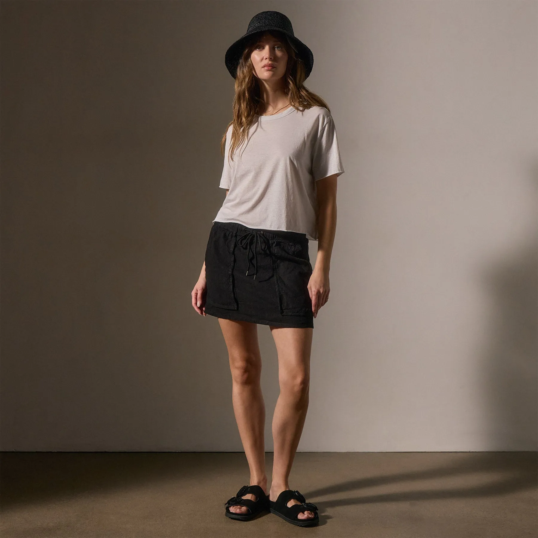Linen Blend Utility Skirt - Black sold by James Perse product image thumbnail 3