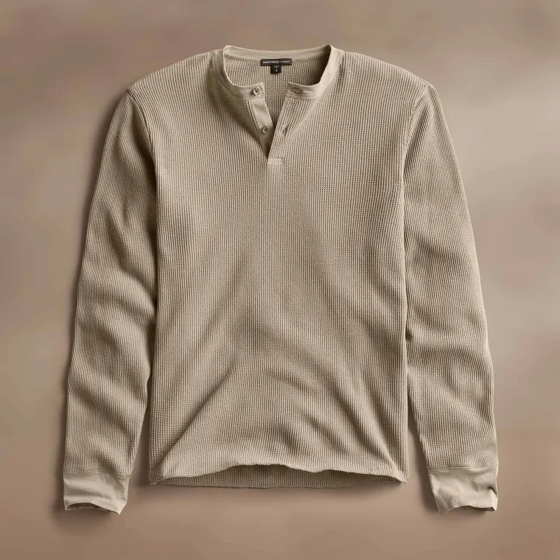 Cotton Linen Waffle Henley - Overcast sold by James Perse