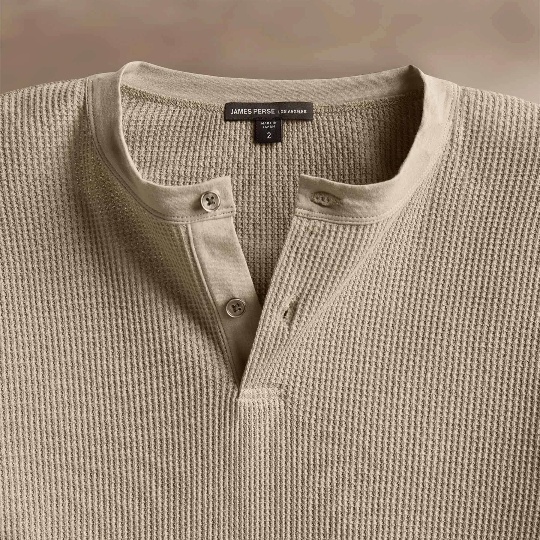Cotton Linen Waffle Henley - Overcast sold by James Perse product image thumbnail 3