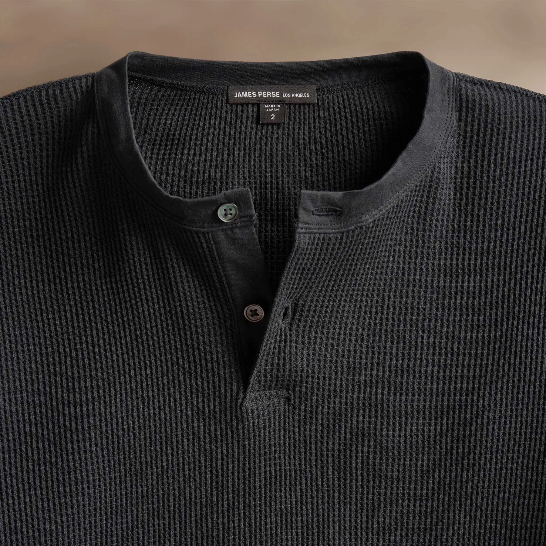 Cotton Linen Waffle Henley - Magma sold by James Perse product image thumbnail 3
