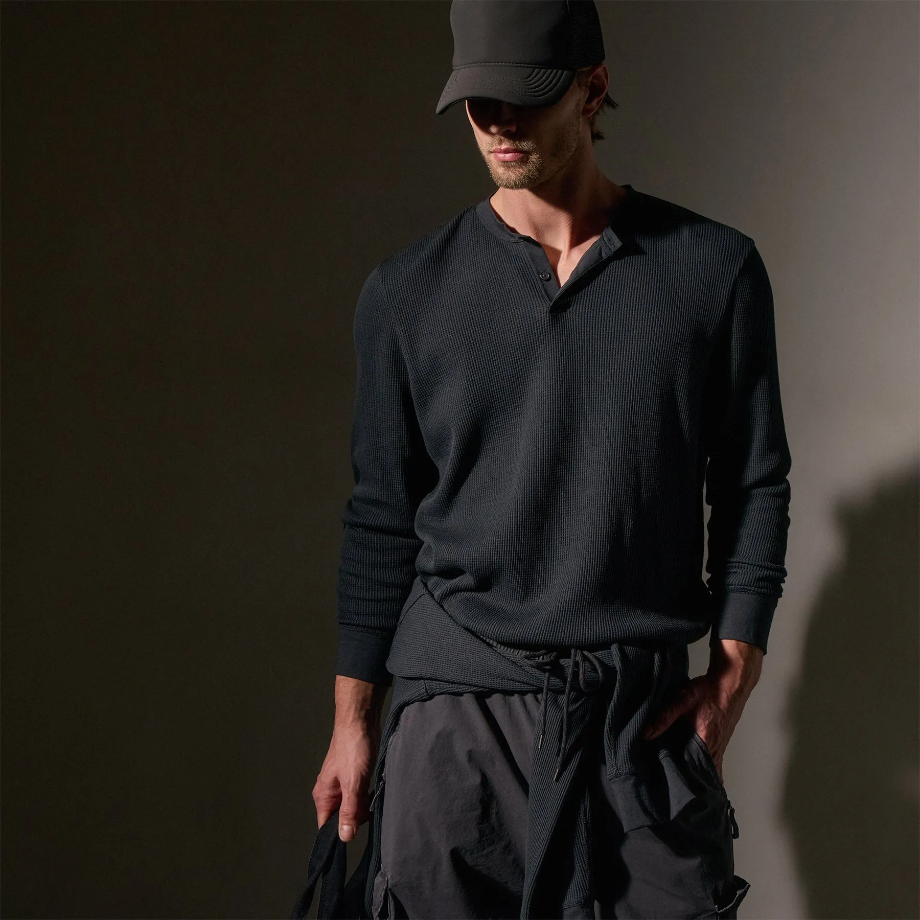 Cotton Linen Waffle Henley - Magma sold by James Perse product image thumbnail 2