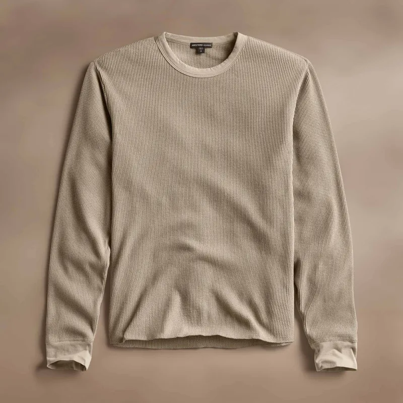 Cotton Linen Waffle Crew - Overcast sold by James Perse