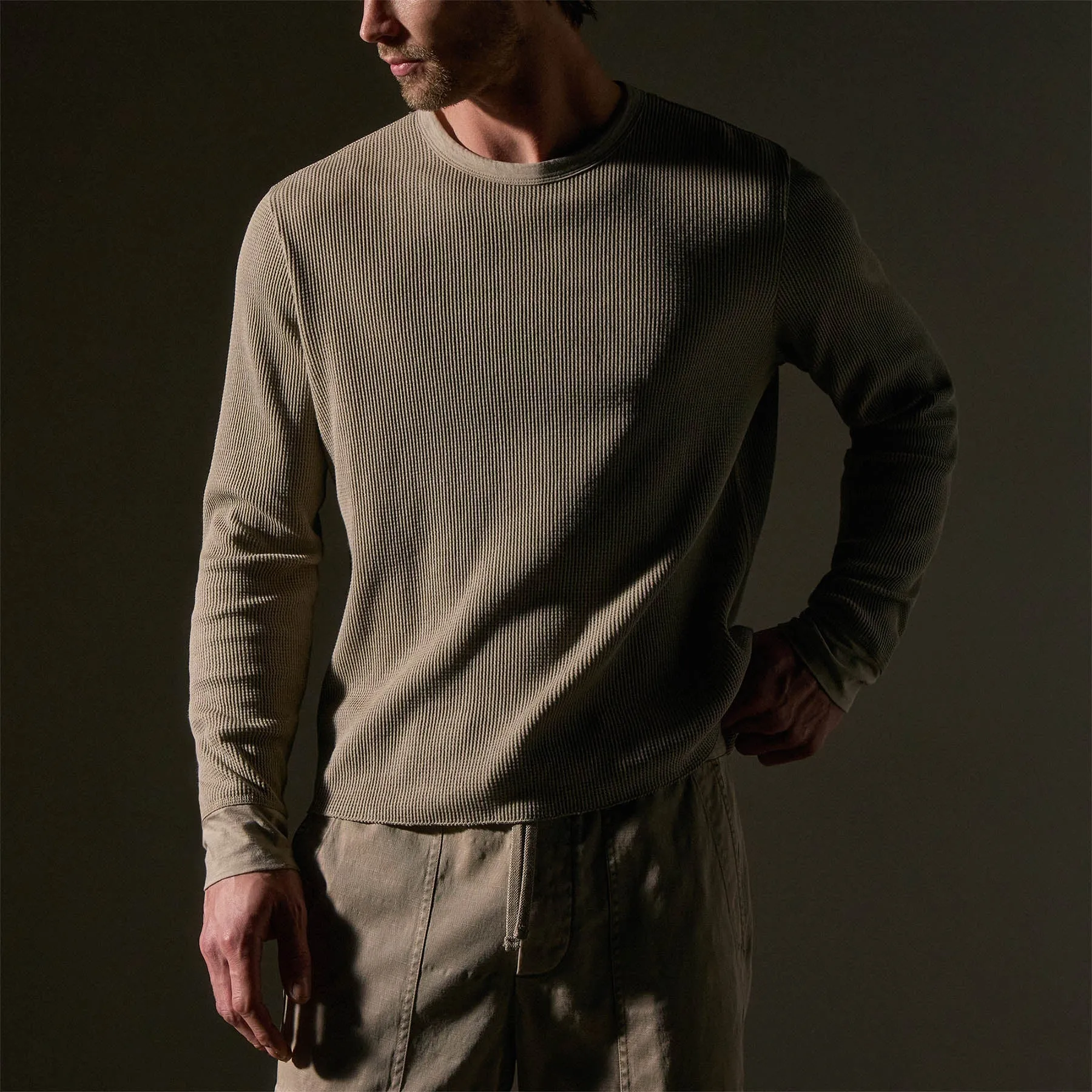Cotton Linen Waffle Crew - Overcast sold by James Perse product image thumbnail 2