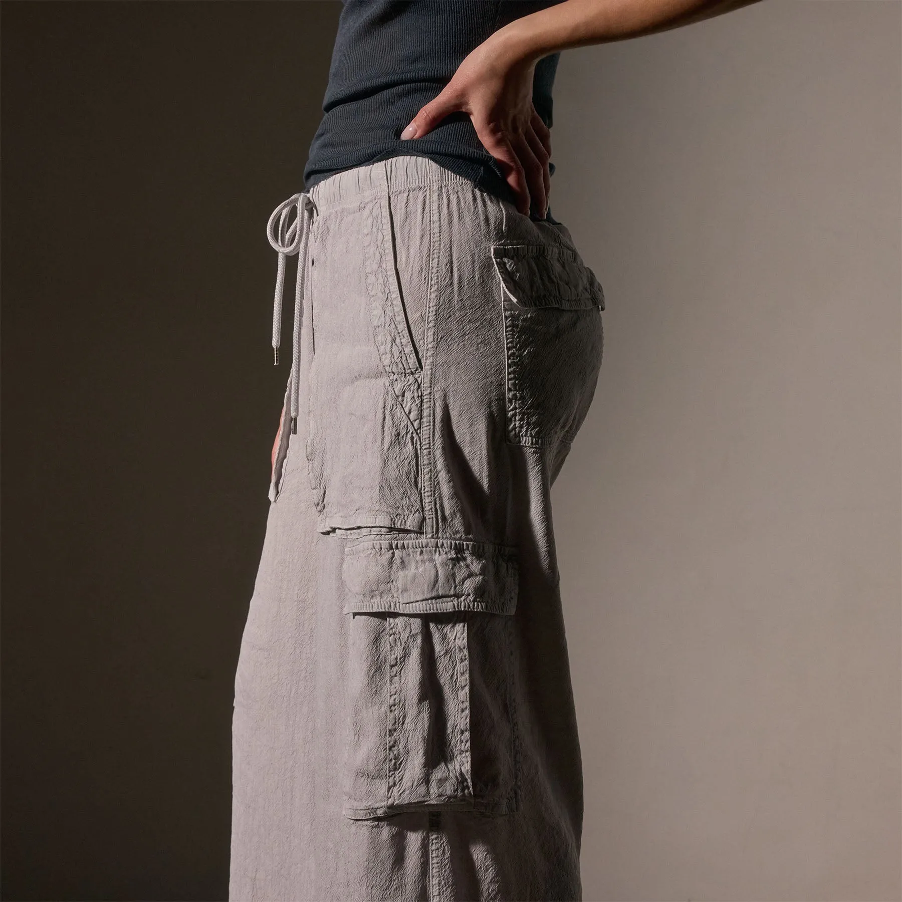 Wide Leg Linen Blend Cargo Pant - Nimbus Pigment sold by James Perse product image thumbnail 2