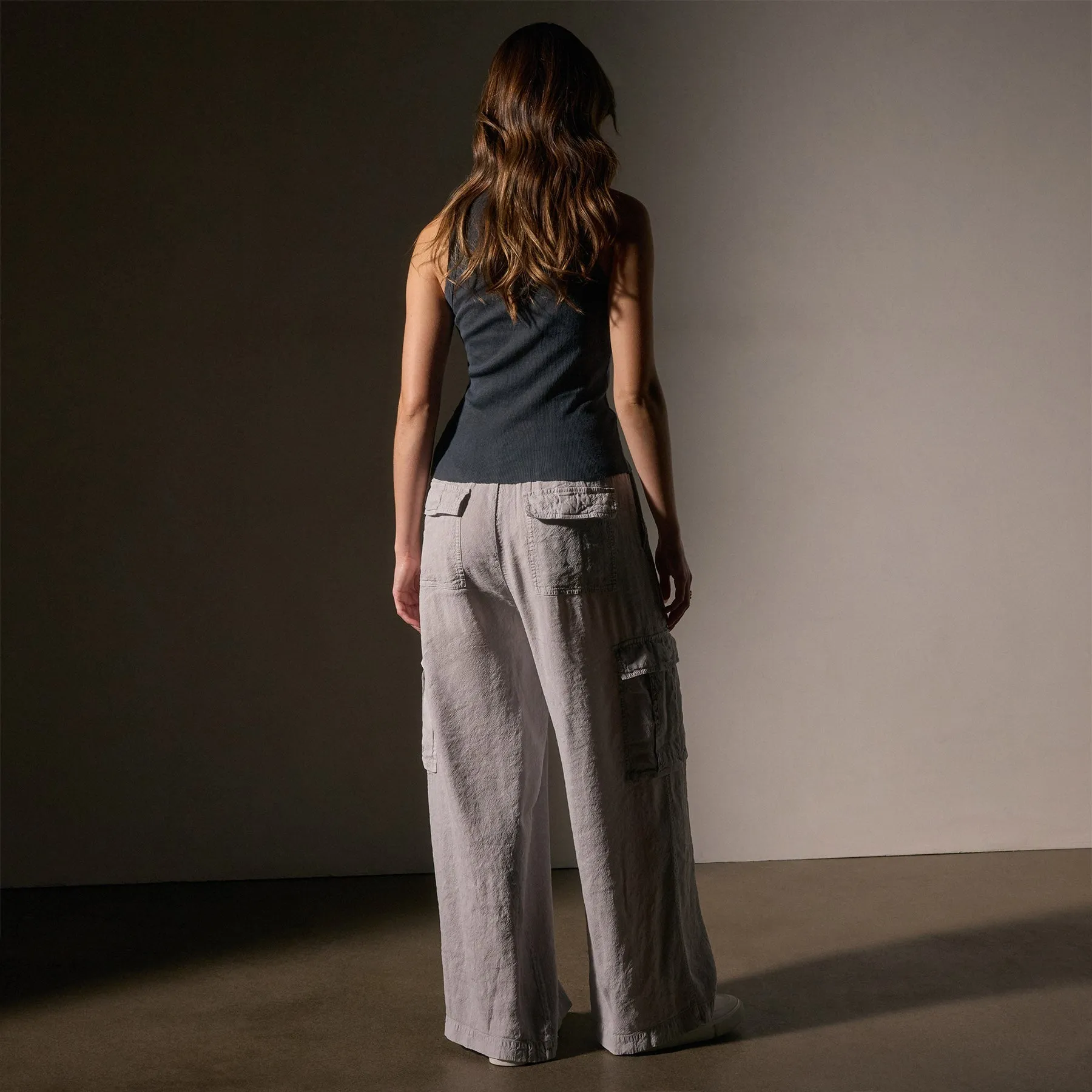 Wide Leg Linen Blend Cargo Pant - Nimbus Pigment sold by James Perse product image thumbnail 5