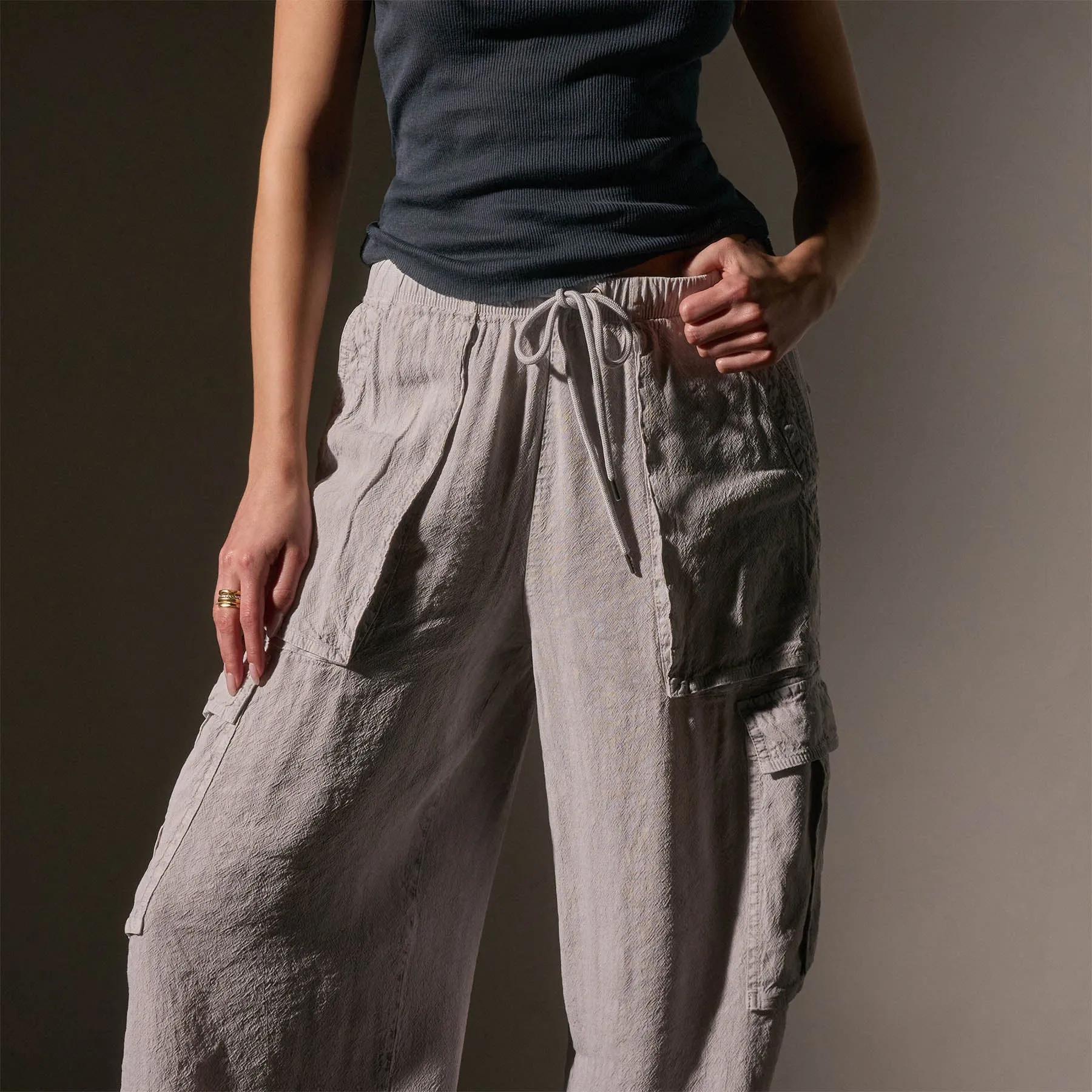 Wide Leg Linen Blend Cargo Pant - Nimbus Pigment sold by James Perse product image thumbnail 3