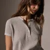 Cotton Linen Waffle Henley - Salt sold by James Perse