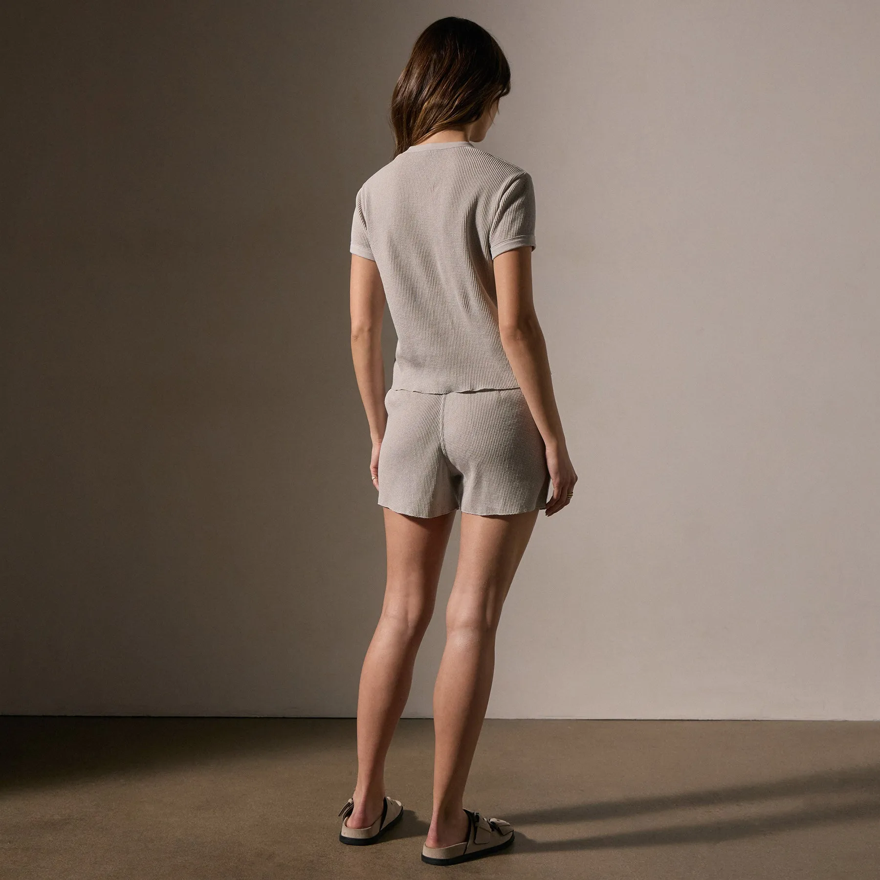 Cotton Linen Waffle Henley - Salt sold by James Perse product image thumbnail 4