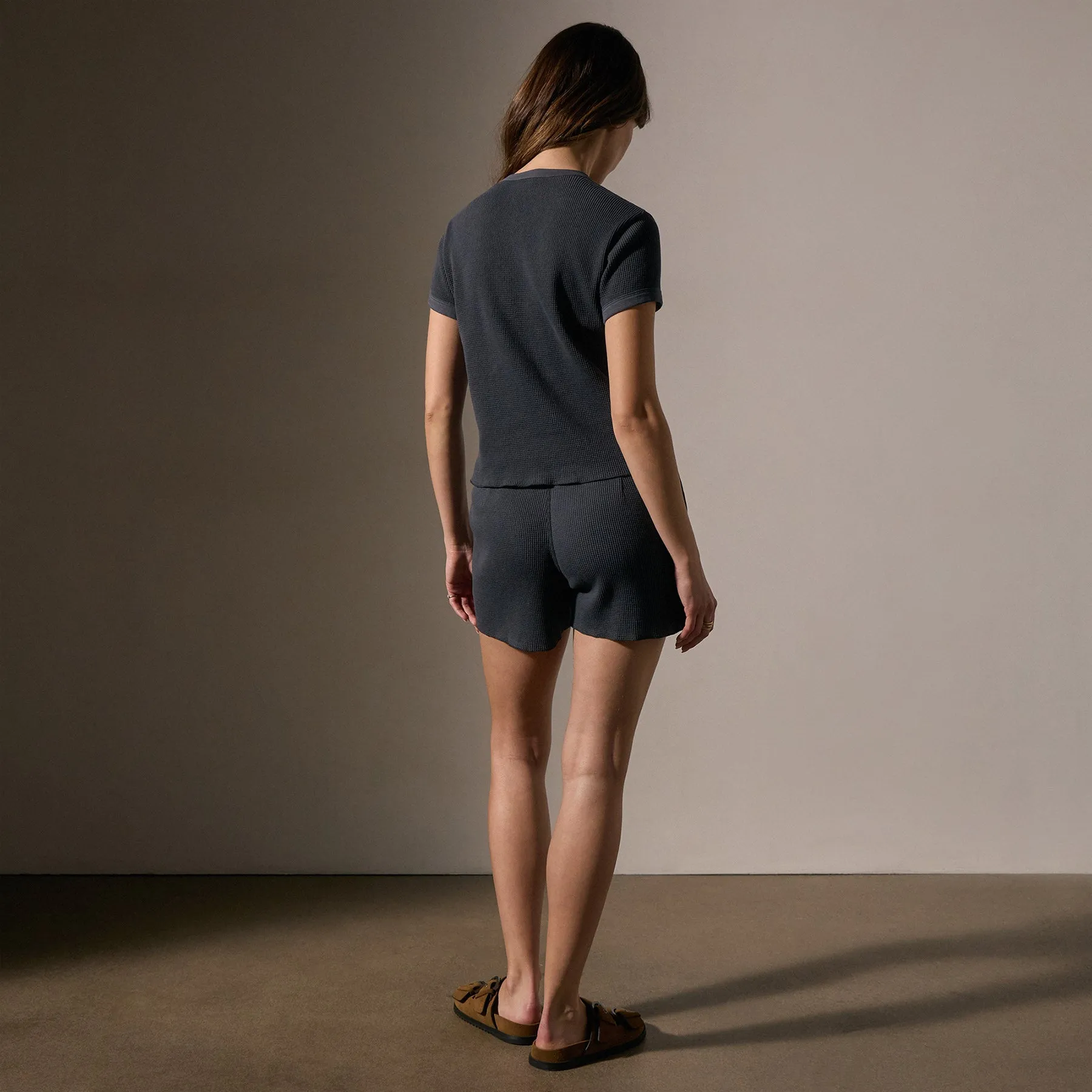 Cotton Linen Waffle Henley - Asphalt sold by James Perse product image thumbnail 4