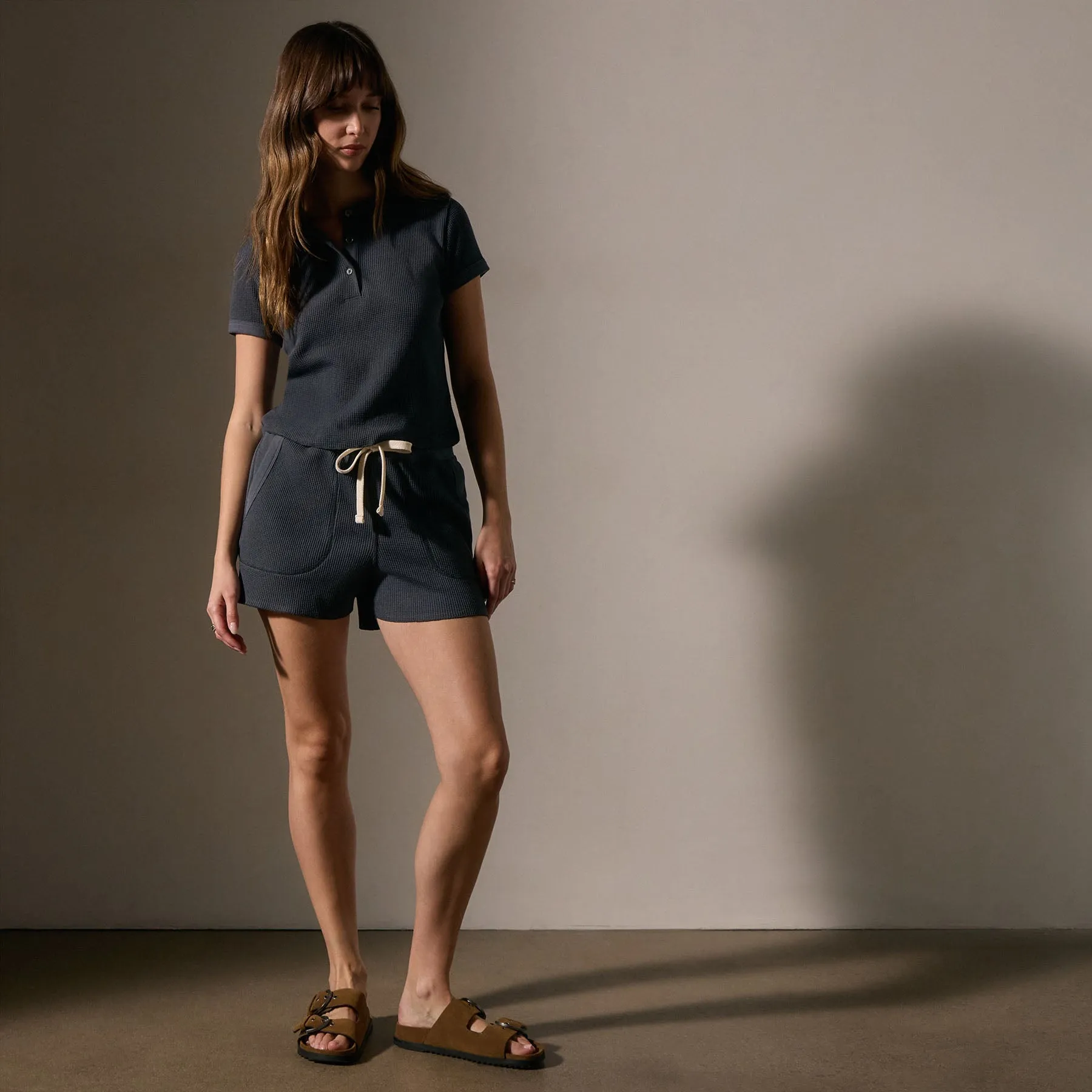 Cotton Linen Waffle Short - Asphalt sold by James Perse