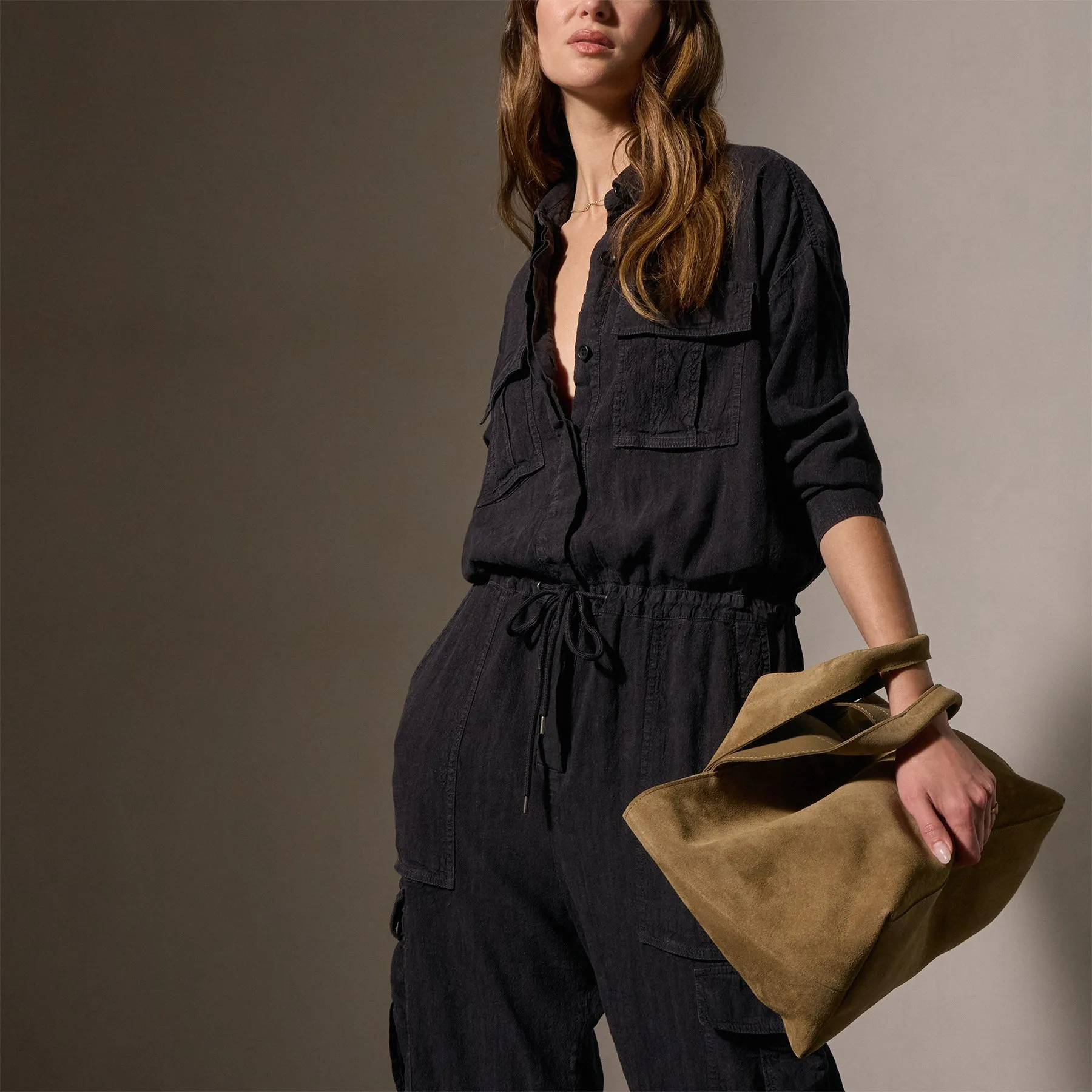 Linen Blend Cargo Jumpsuit - Black sold by James Perse product image thumbnail 2