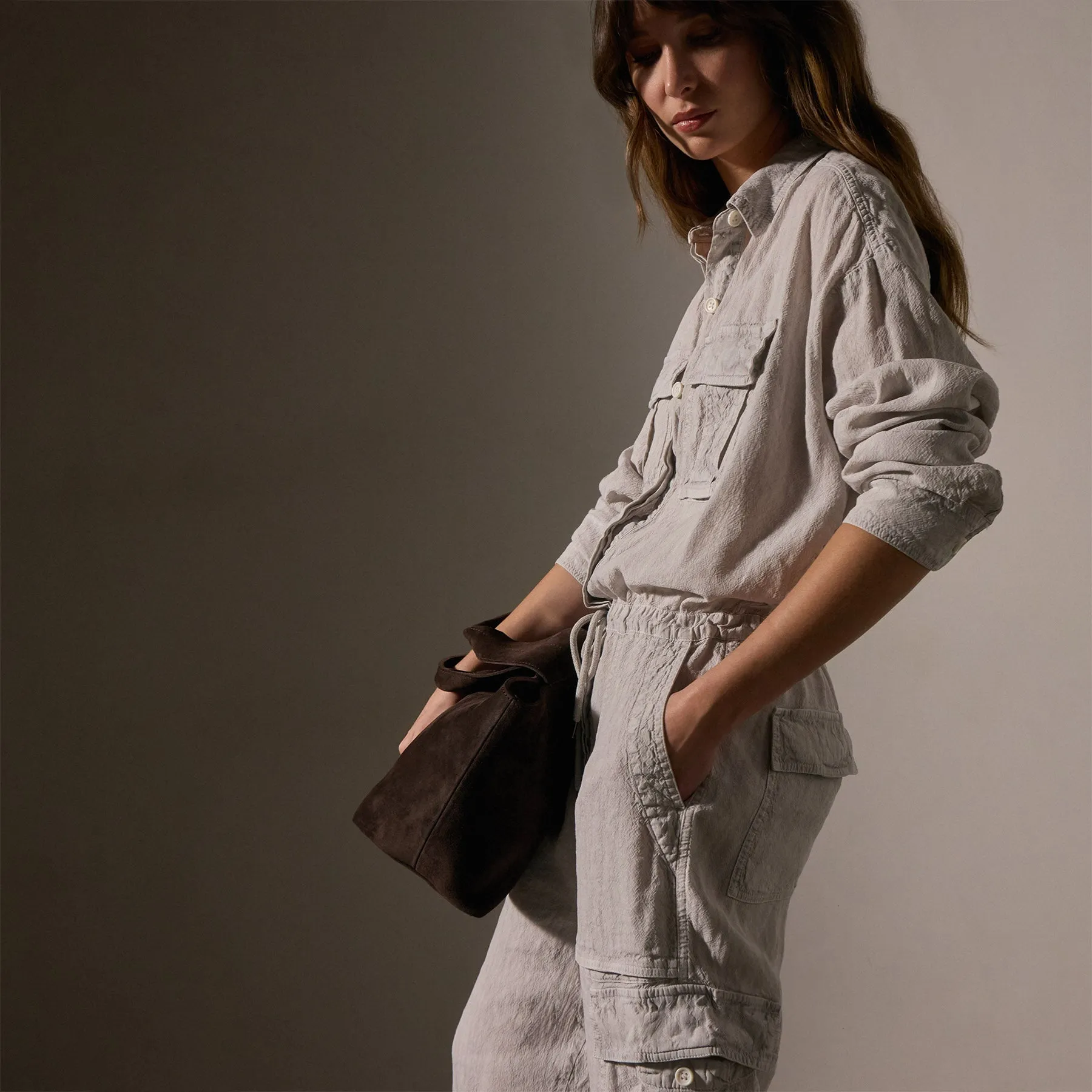 Linen Blend Cargo Jumpsuit - Nimbus Pigment sold by James Perse product image thumbnail 2