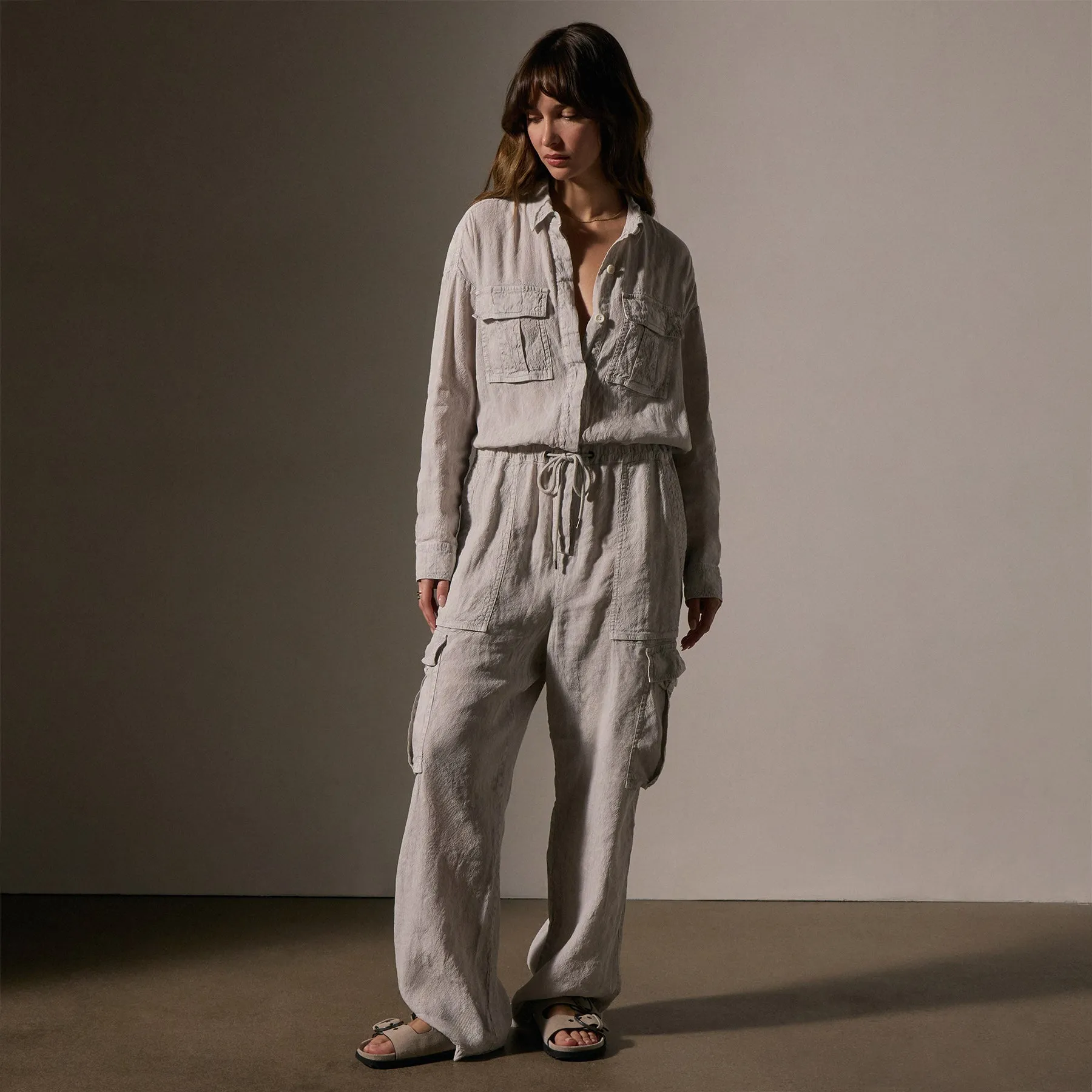Linen Blend Cargo Jumpsuit - Nimbus Pigment sold by James Perse product image thumbnail 3