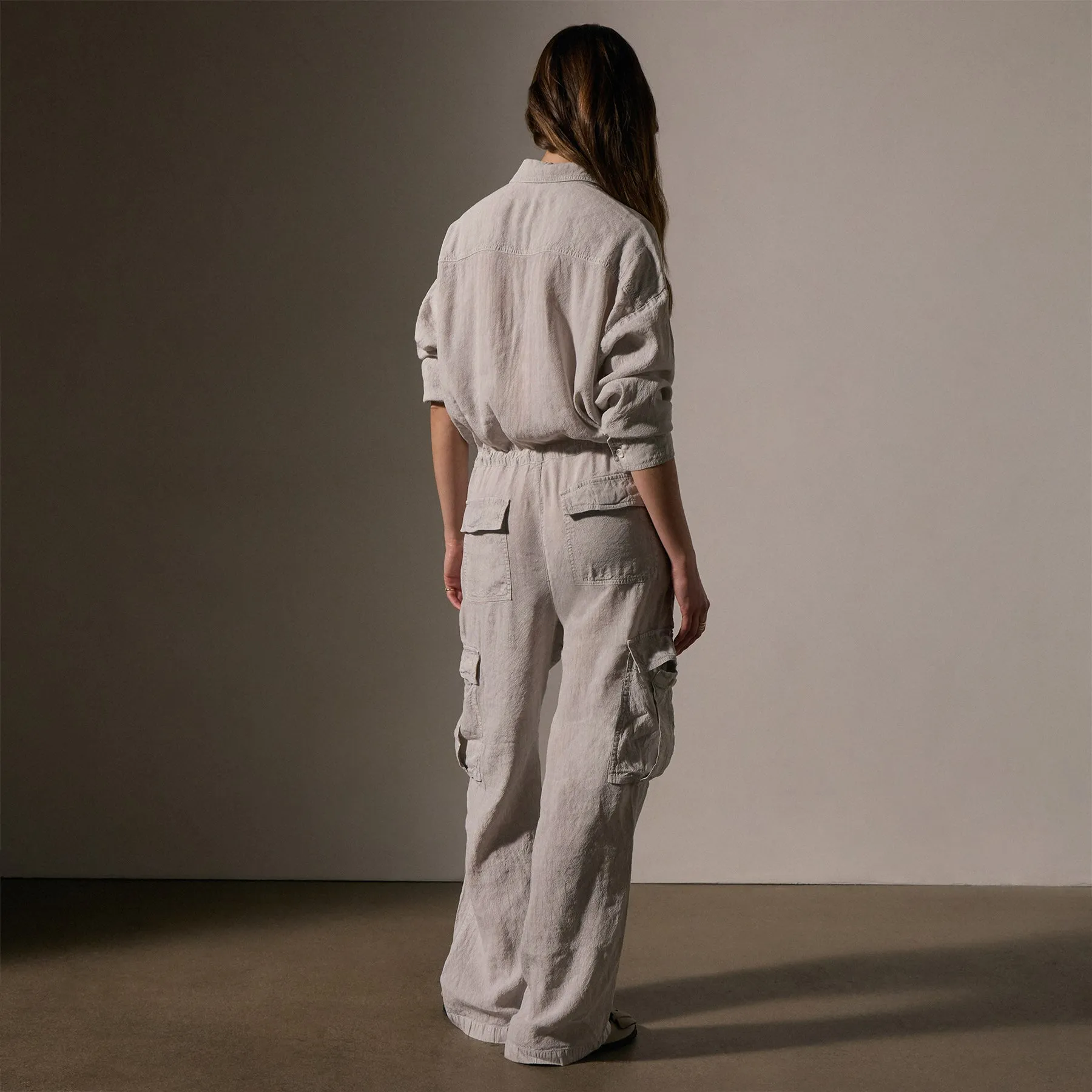 Linen Blend Cargo Jumpsuit - Nimbus Pigment sold by James Perse product image thumbnail 4