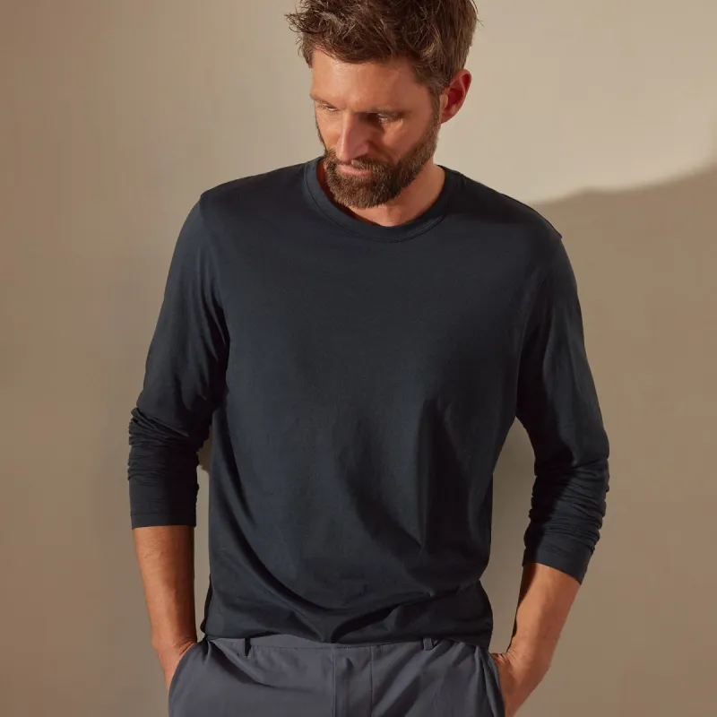 Luxe Lotus Jersey Crew - French Navy sold by James Perse