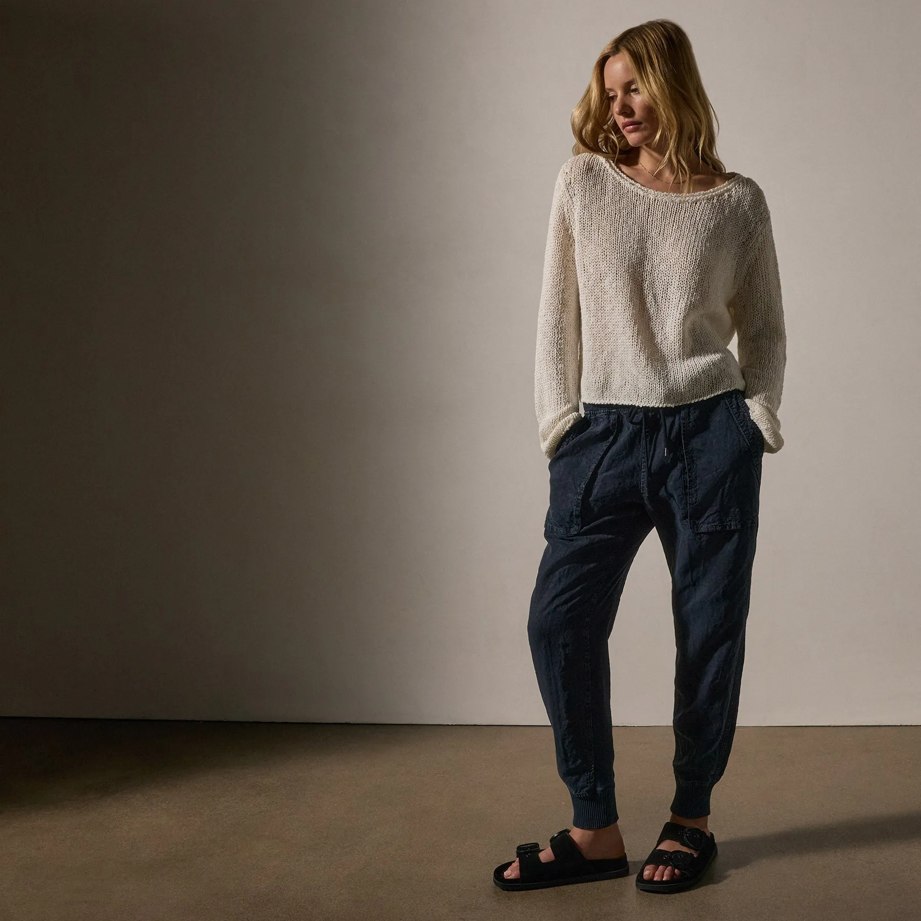 Cotton Linen Open Knit Pullover - White sold by James Perse product image thumbnail 3