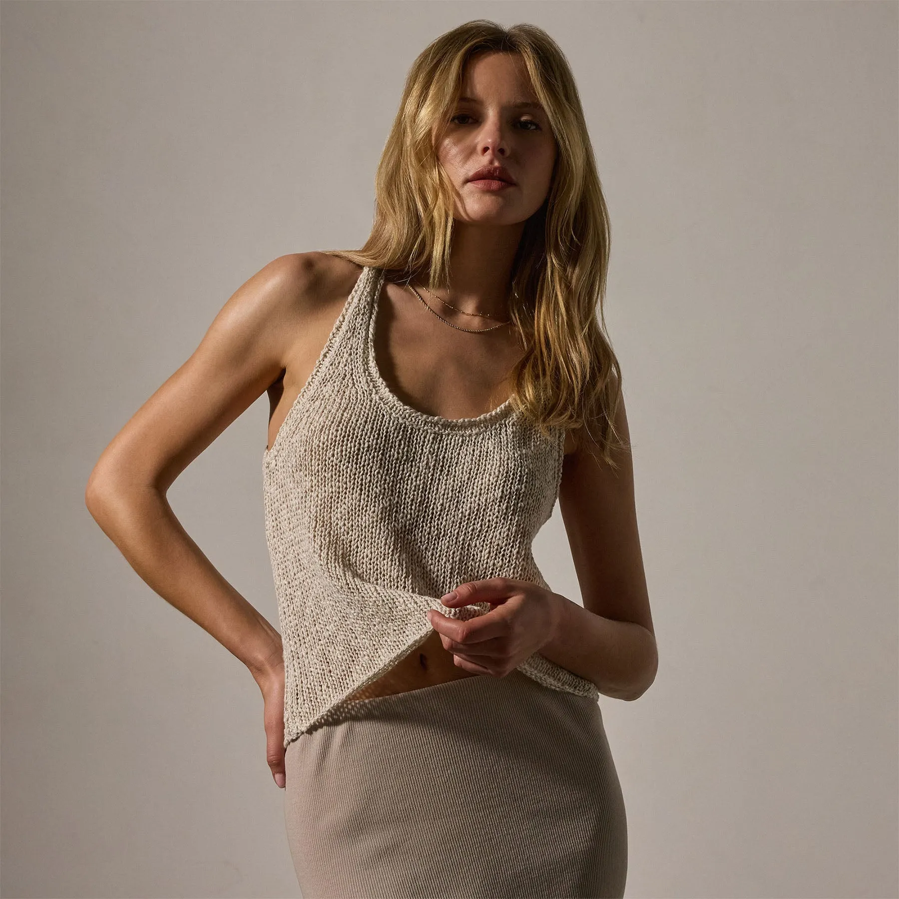 Cotton Linen Knit Tank - Natural sold by James Perse product image thumbnail 2