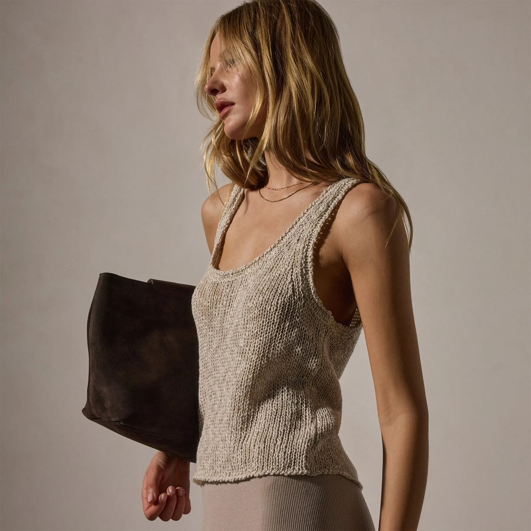 Cotton Linen Knit Tank - Natural sold by James Perse
