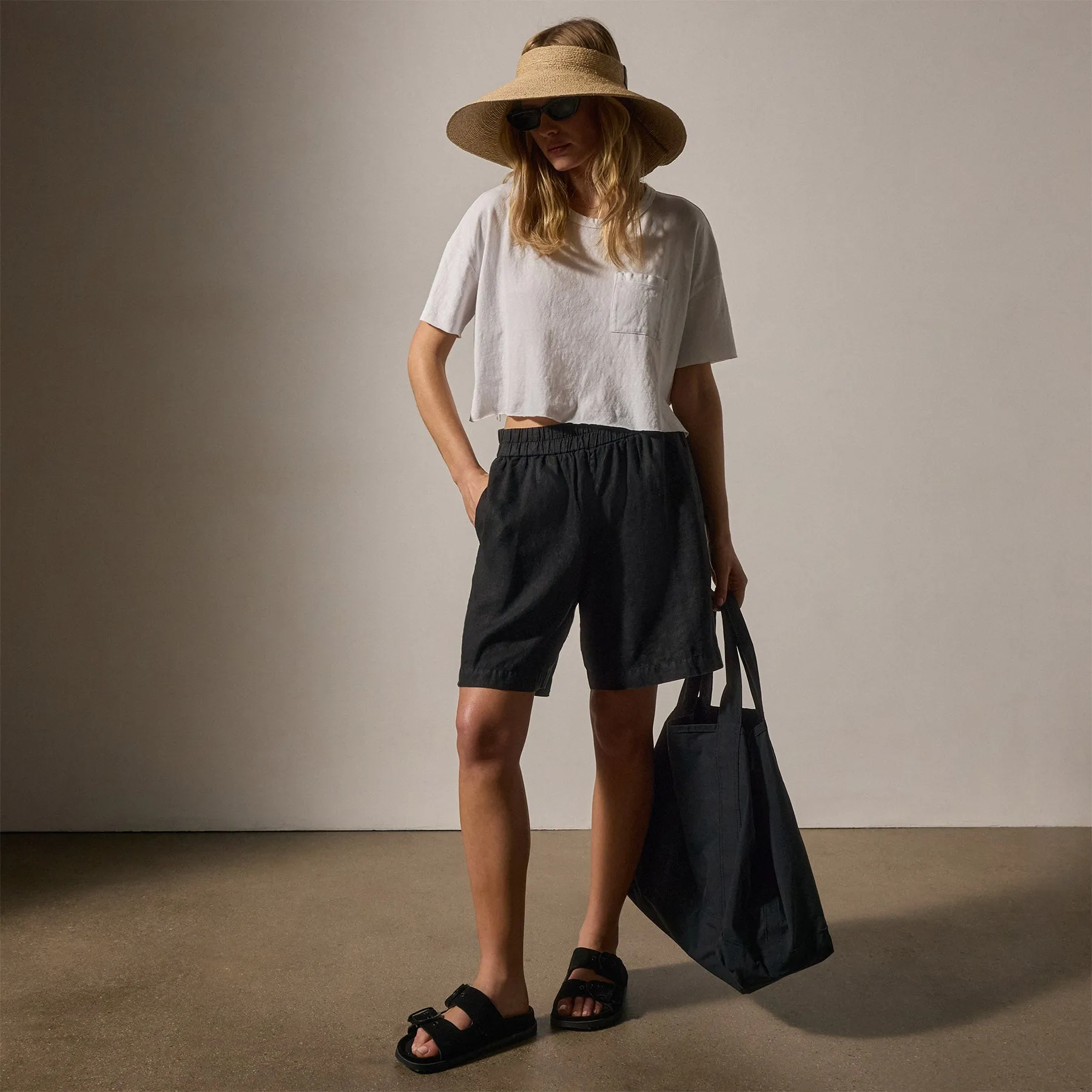 Lightweight Linen Bermuda Short - Black sold by James Perse