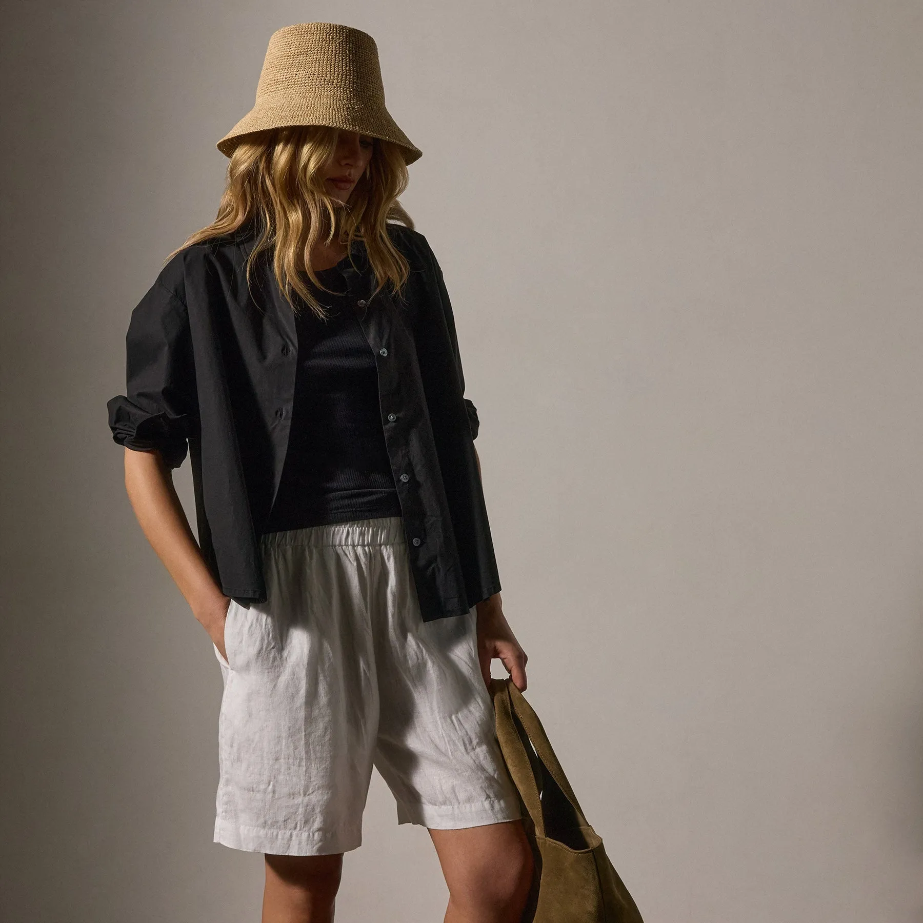 Lightweight Linen Bermuda Short - White sold by James Perse