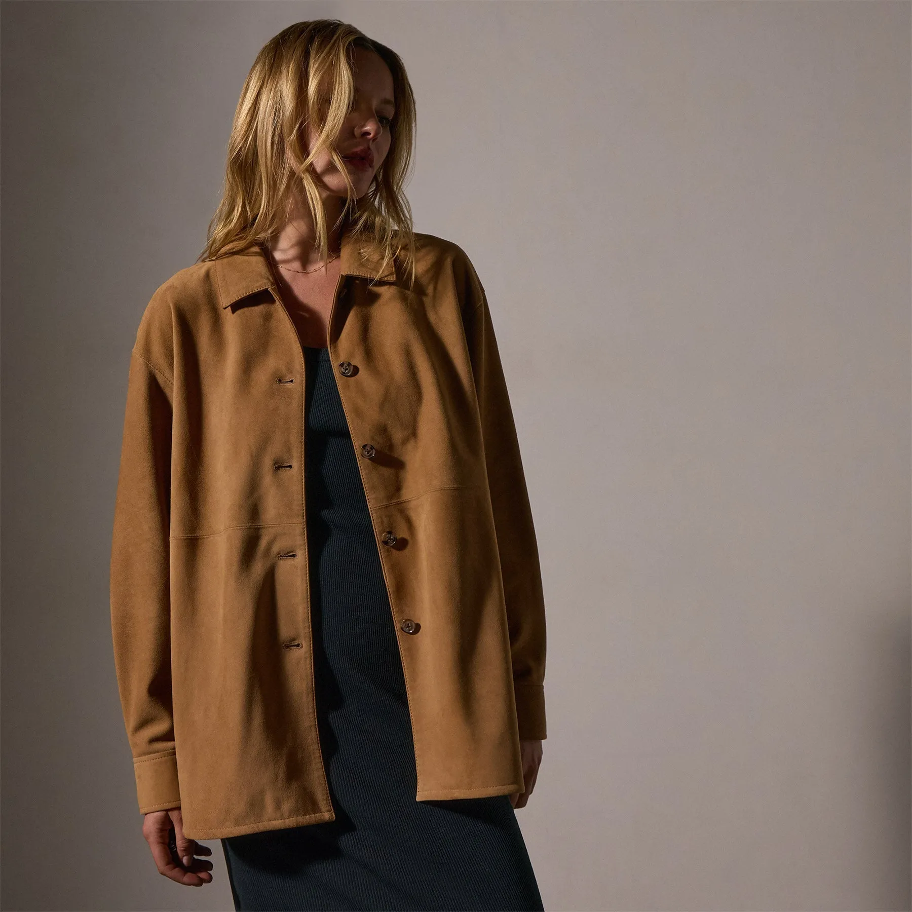 Suede Shirt - Caramel sold by James Perse product image thumbnail 2