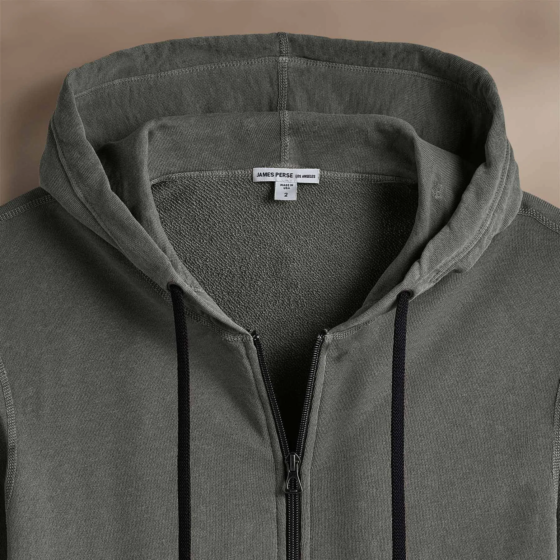 Vintage French Terry Zip Up Hoodie - Granite Pigment sold by James Perse product image thumbnail 2