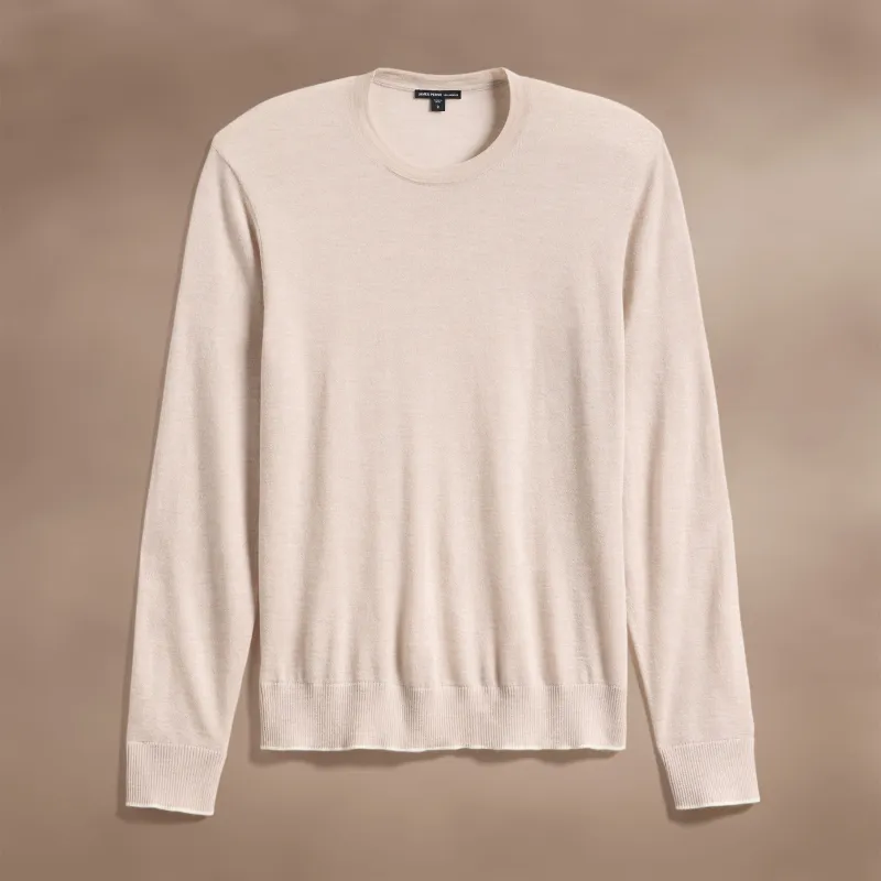 Ultrafine Cashmere Tipped Crew - Balsa/Ivory made by James Perse