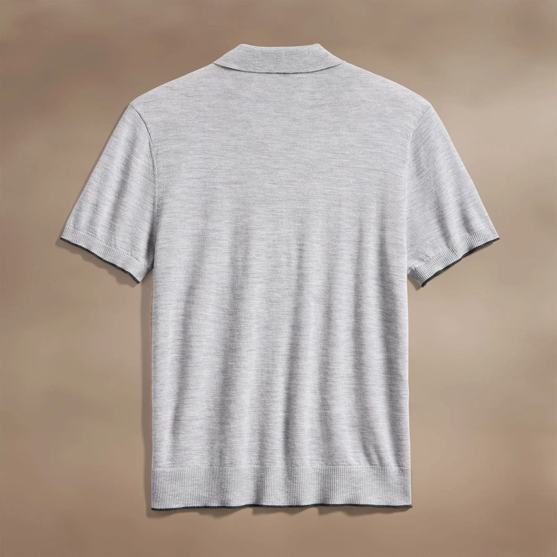 Ultrafine Cashmere Tipped Polo - Light Heather Grey/Coal sold by James Perse product image thumbnail 4