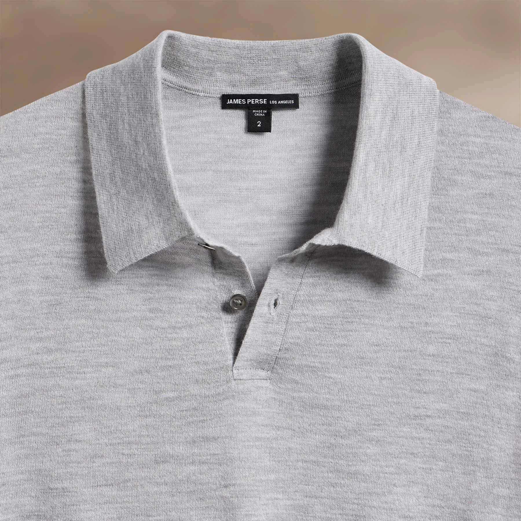 Ultrafine Cashmere Tipped Polo - Light Heather Grey/Coal sold by James Perse product image thumbnail 2