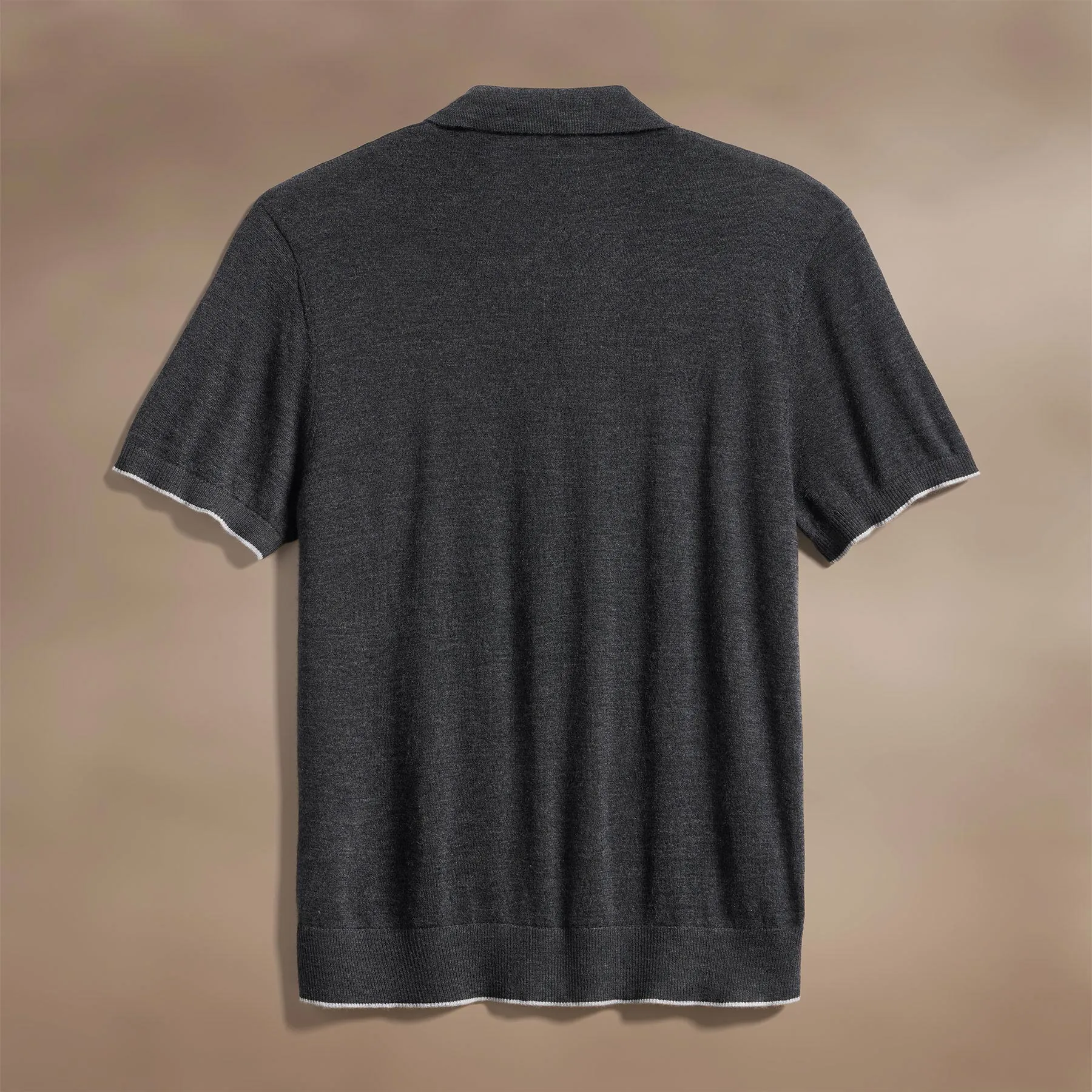 Ultrafine Cashmere Tipped Polo - Coal/Light Heather Grey sold by James Perse product image thumbnail 4