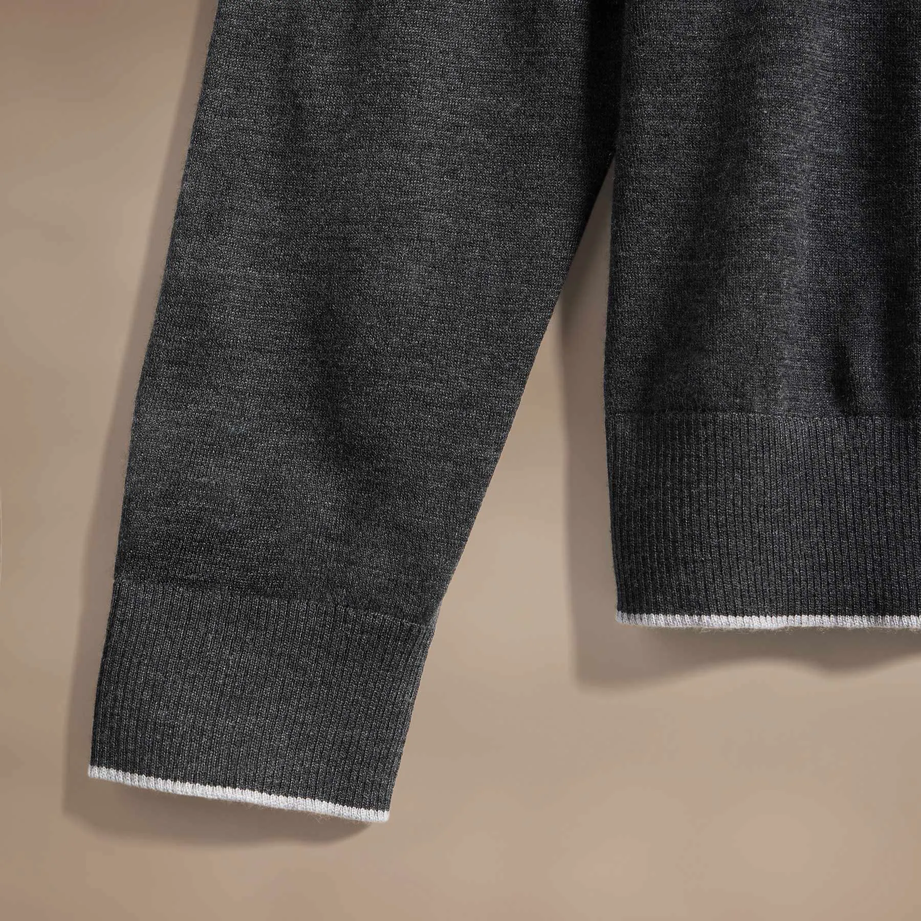 Ultrafine Cashmere Tipped Crew - Coal/Light Heather Grey sold by James Perse product image thumbnail 2