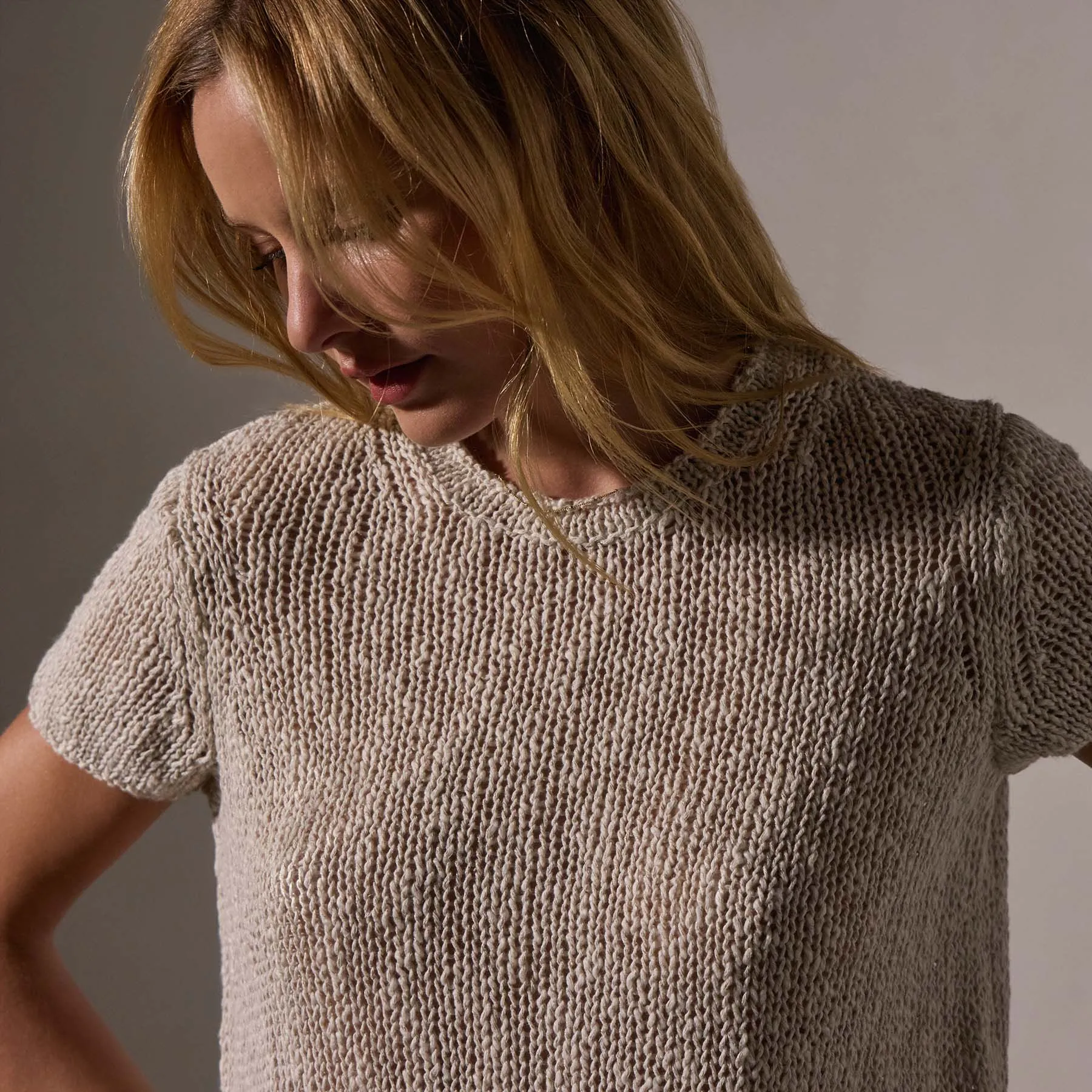 Cotton Linen Knit Crew Neck - Natural sold by James Perse product image thumbnail 5