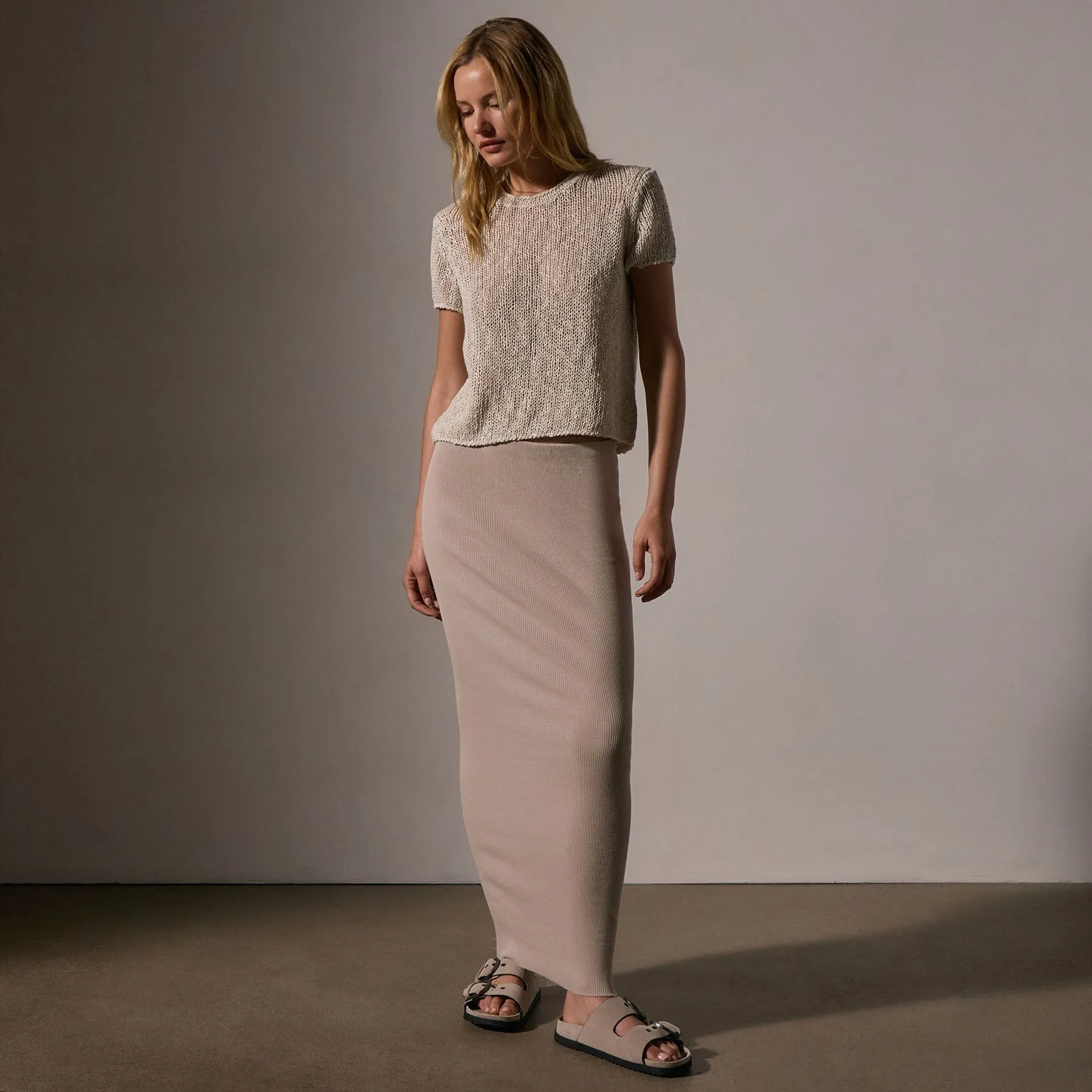 Cotton Linen Knit Crew Neck - Natural sold by James Perse product image thumbnail 2