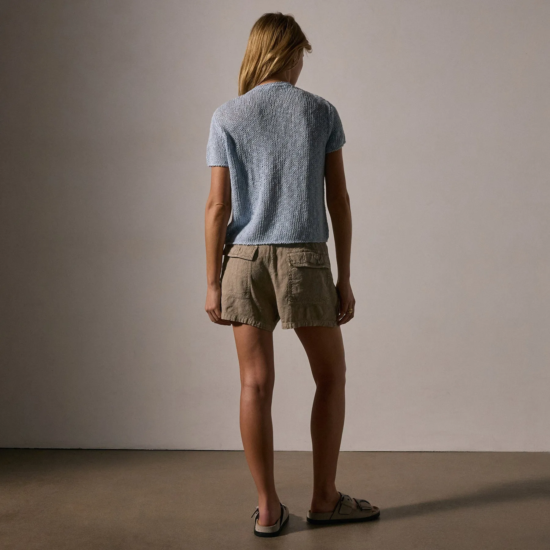 Cotton Linen Knit Crew Neck - Bleached Blue sold by James Perse product image thumbnail 4