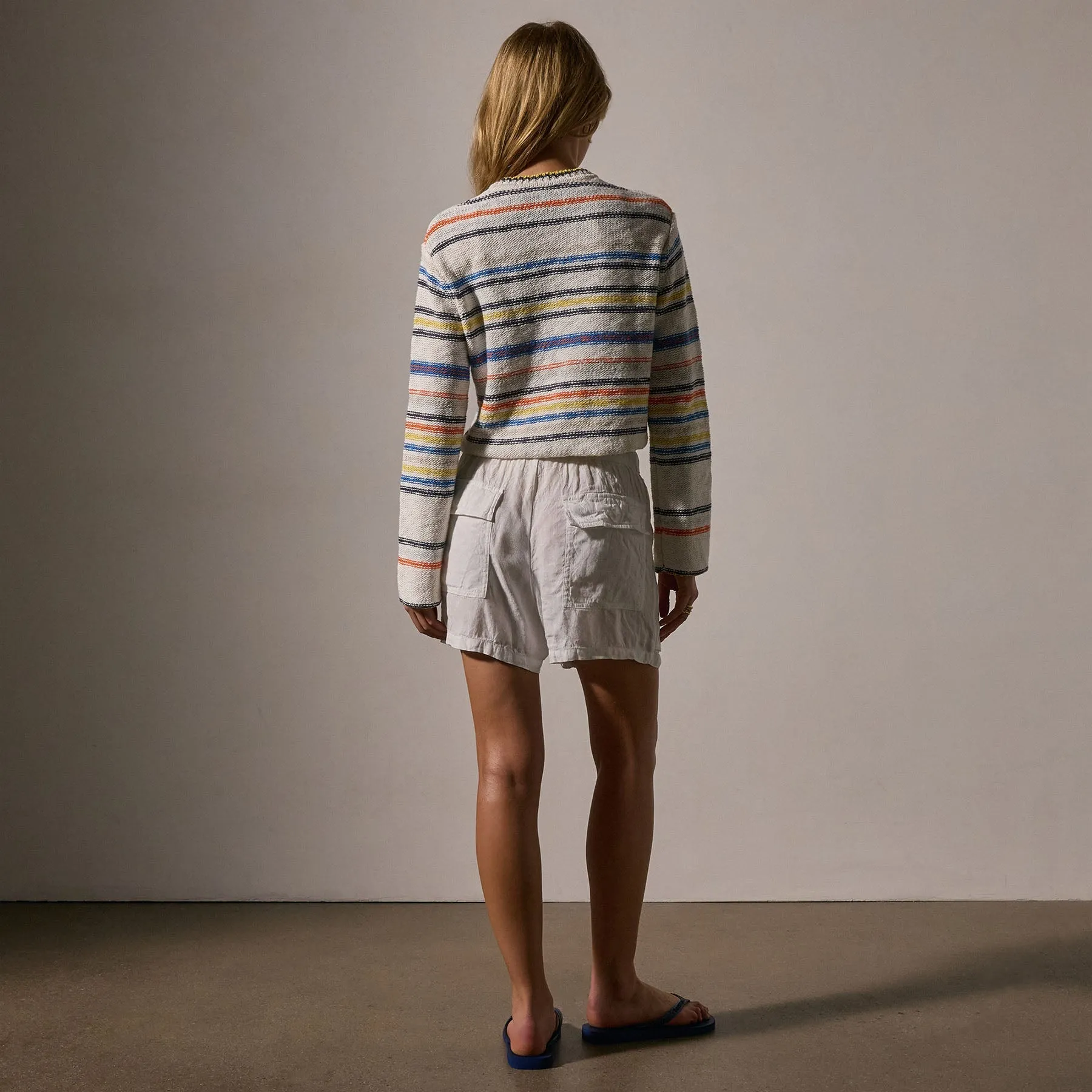 Cotton Linen Knit Stripe Sweater - Multi White sold by James Perse product image thumbnail 4