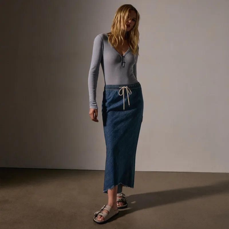 High Low Denim Skirt - Medium Wash sold by James Perse