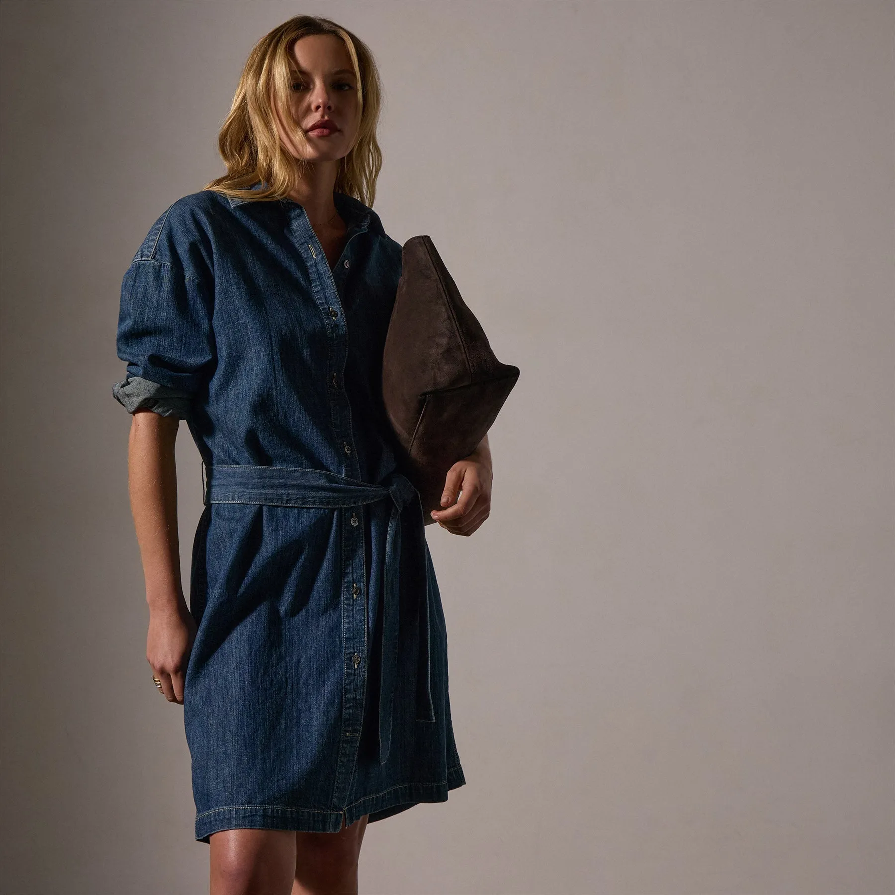 Denim Shirt Dress - Medium Wash sold by James Perse