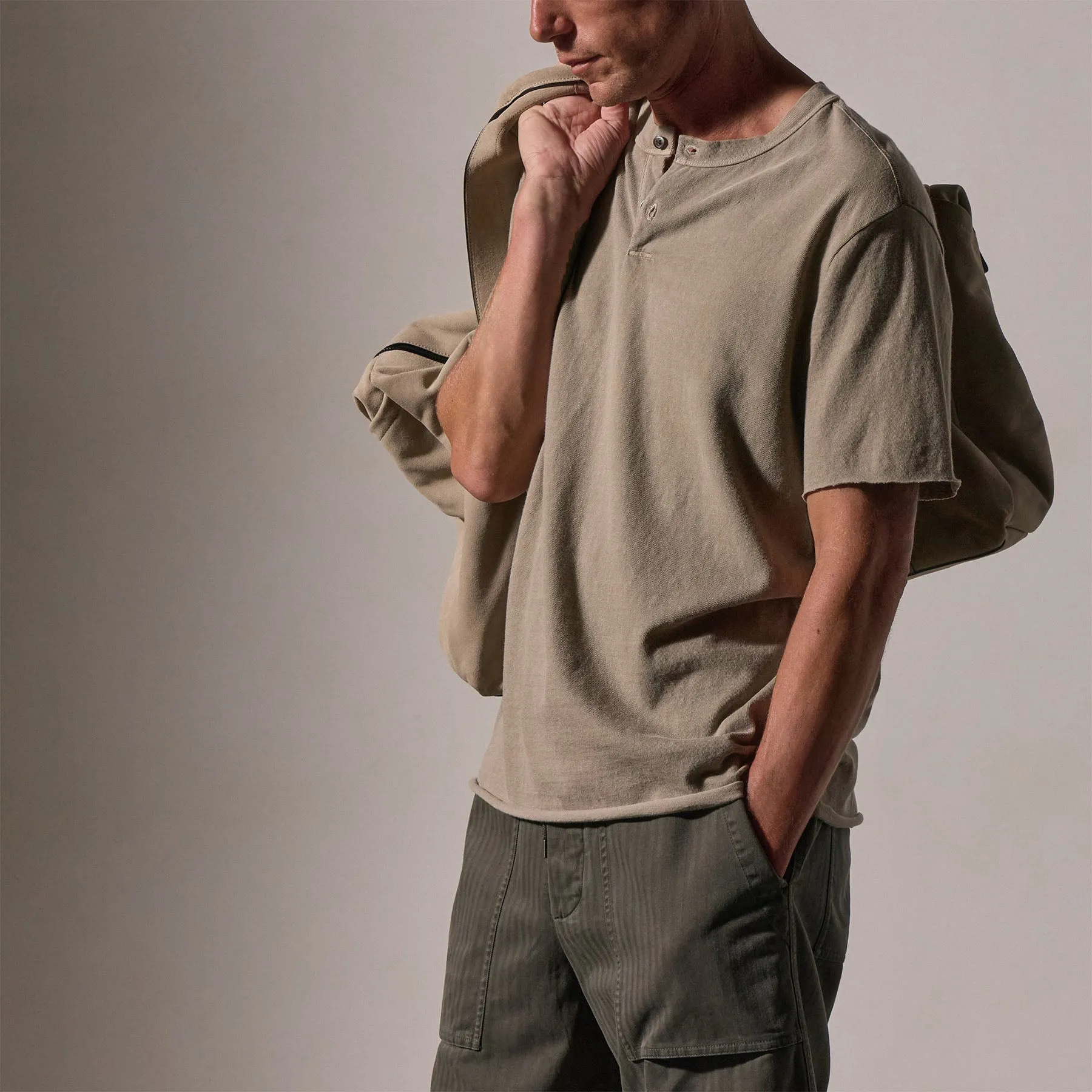 Slub Jersey Short Sleeve Henley - Overcast Pigment sold by James Perse product image thumbnail 2