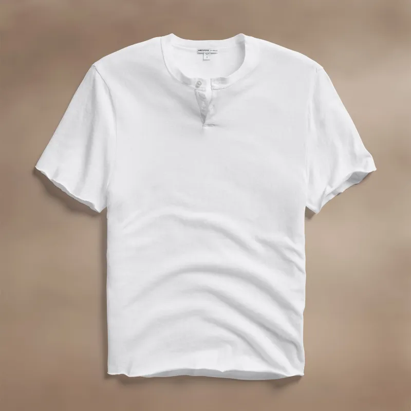 Slub Jersey Short Sleeve Henley - White sold by James Perse