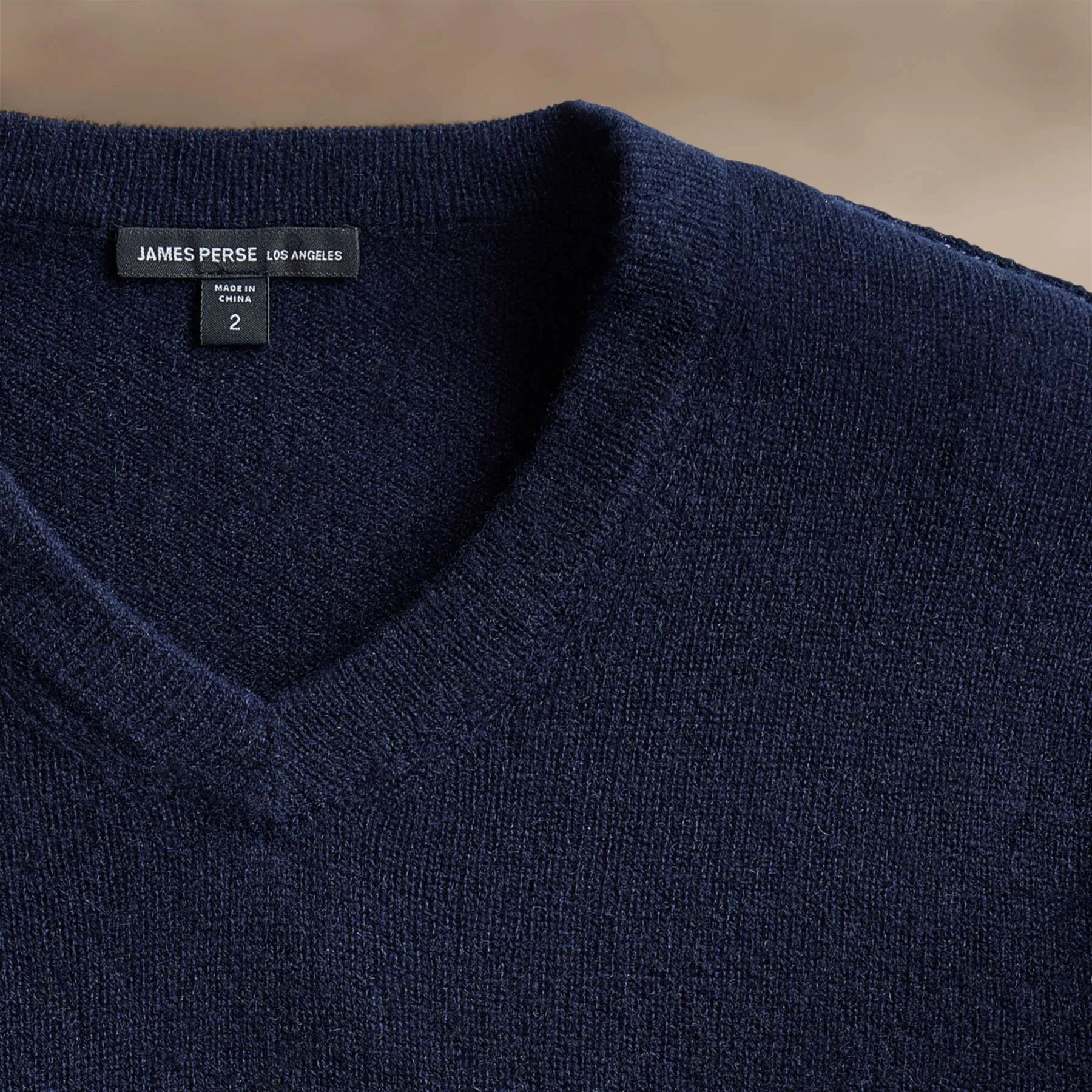 Soft Featherweight Cashmere V Neck - Navy sold by James Perse product image thumbnail 3