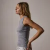 Cotton Cashmere Rib Shell Top - Grey Sky sold by James Perse