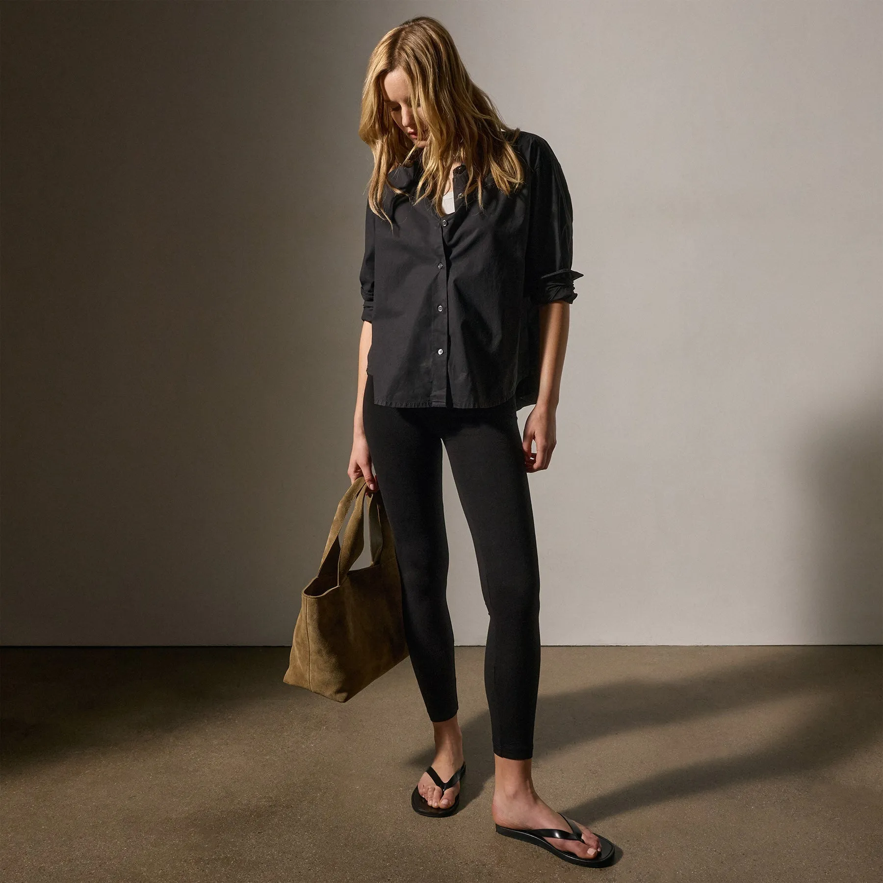 Stretch Poplin Button Up - Black sold by James Perse product image thumbnail 3