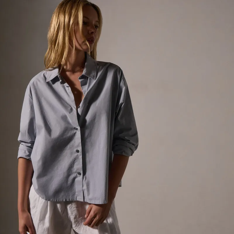 Stretch Poplin Button Up - Grey Sky sold by James Perse