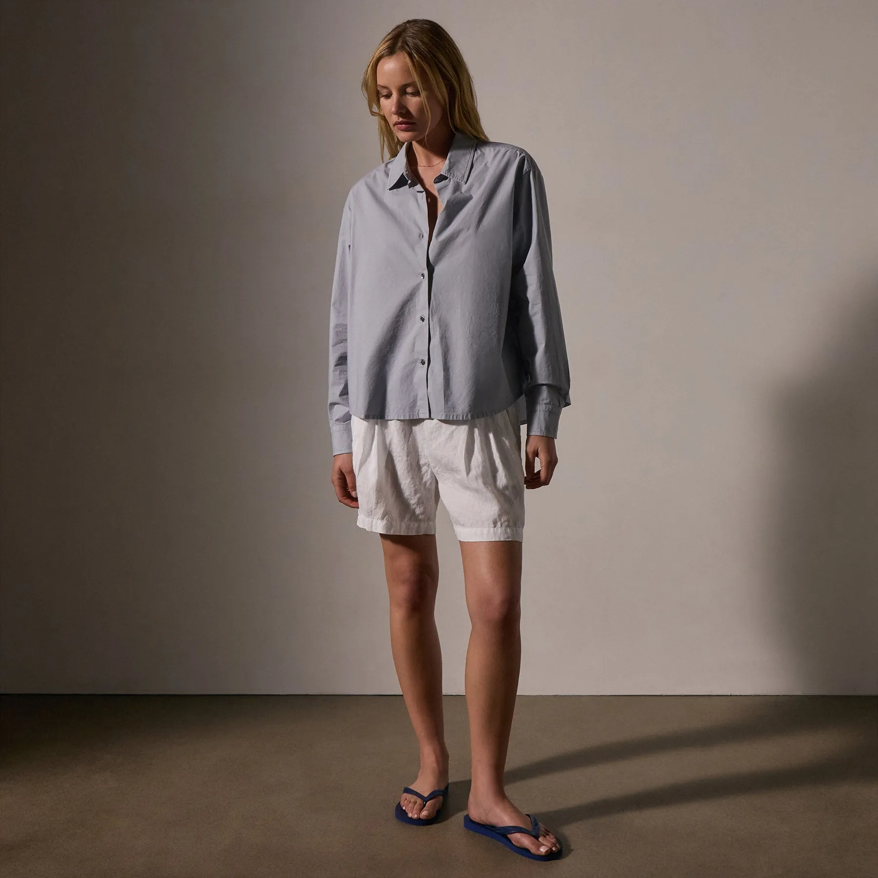 Stretch Poplin Button Up - Grey Sky sold by James Perse product image thumbnail 3