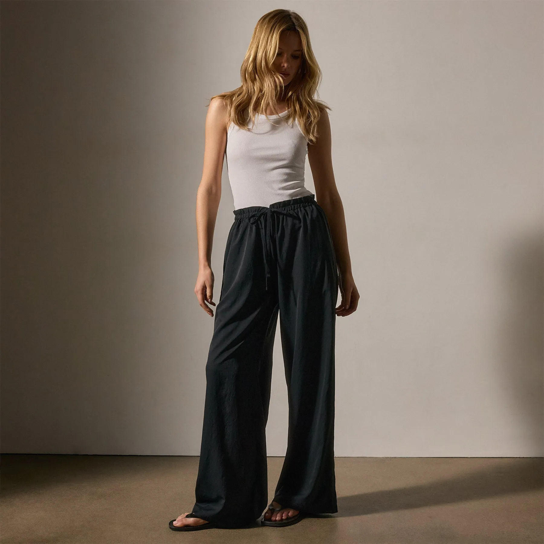 Lightweight Matte Sateen Trouser - Black sold by James Perse product image thumbnail 3