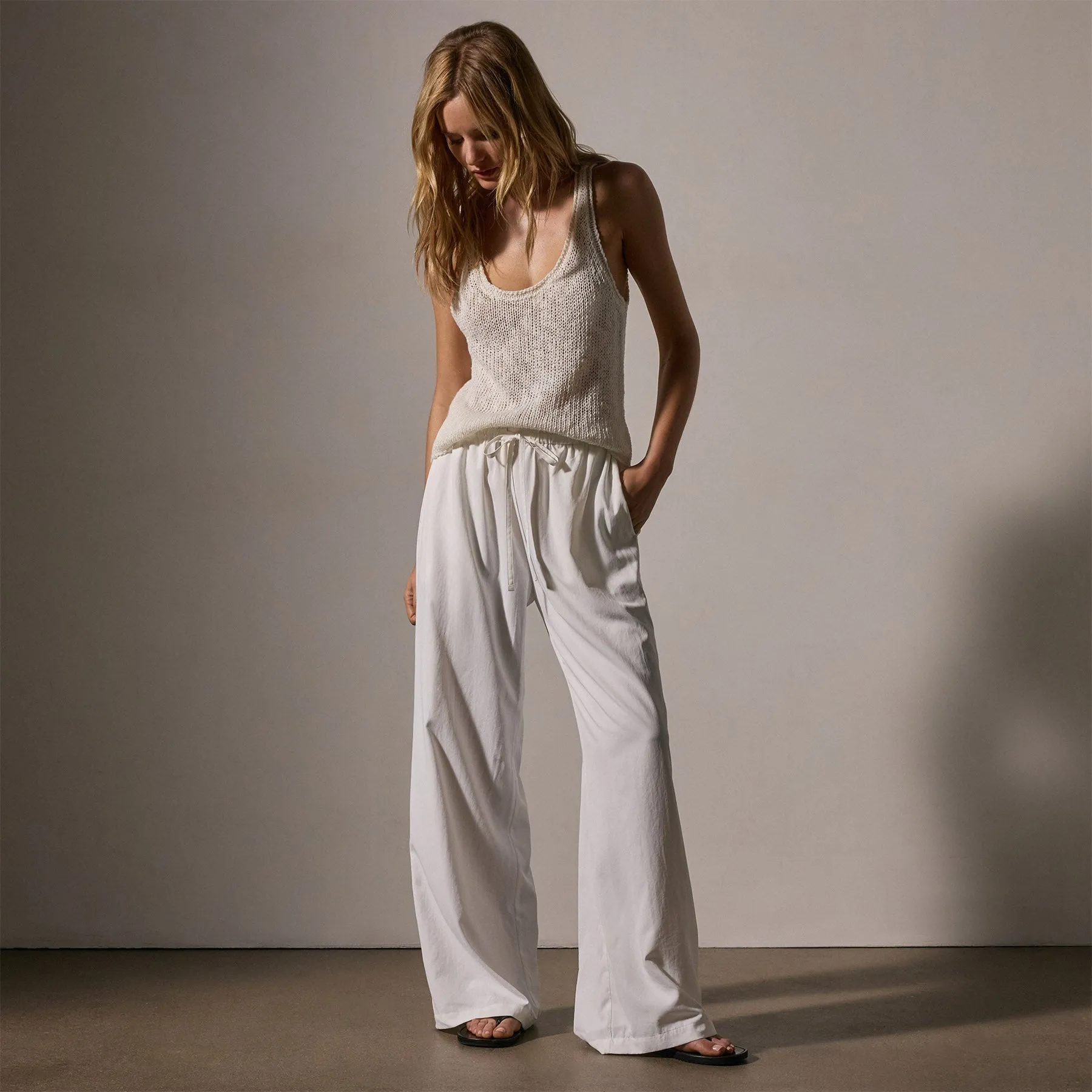 Lightweight Matte Sateen Trouser - White sold by James Perse product image thumbnail 3