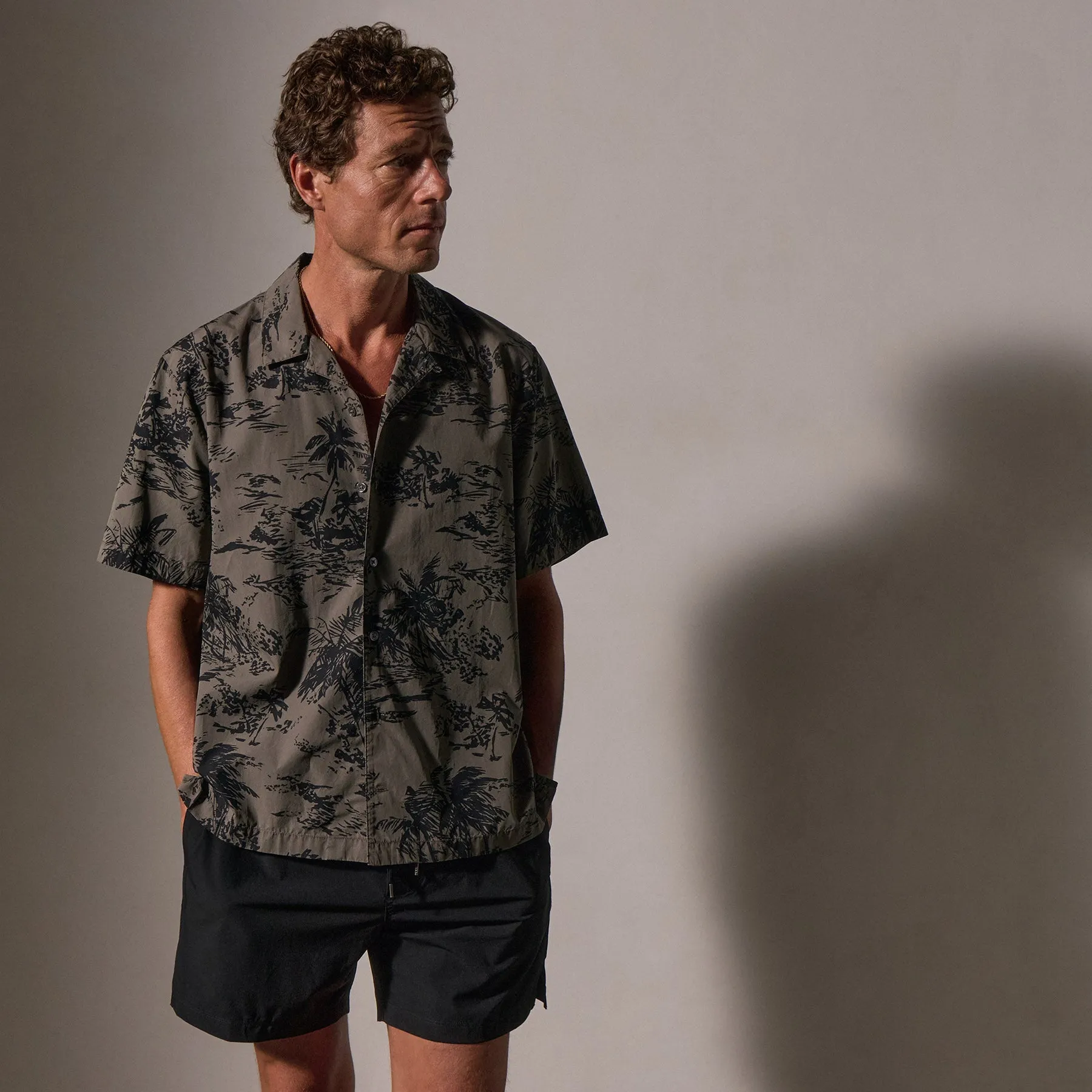 Brandílera Print Short Sleeve Shirt - Army Green Pigment/Black sold by James Perse product image thumbnail 2